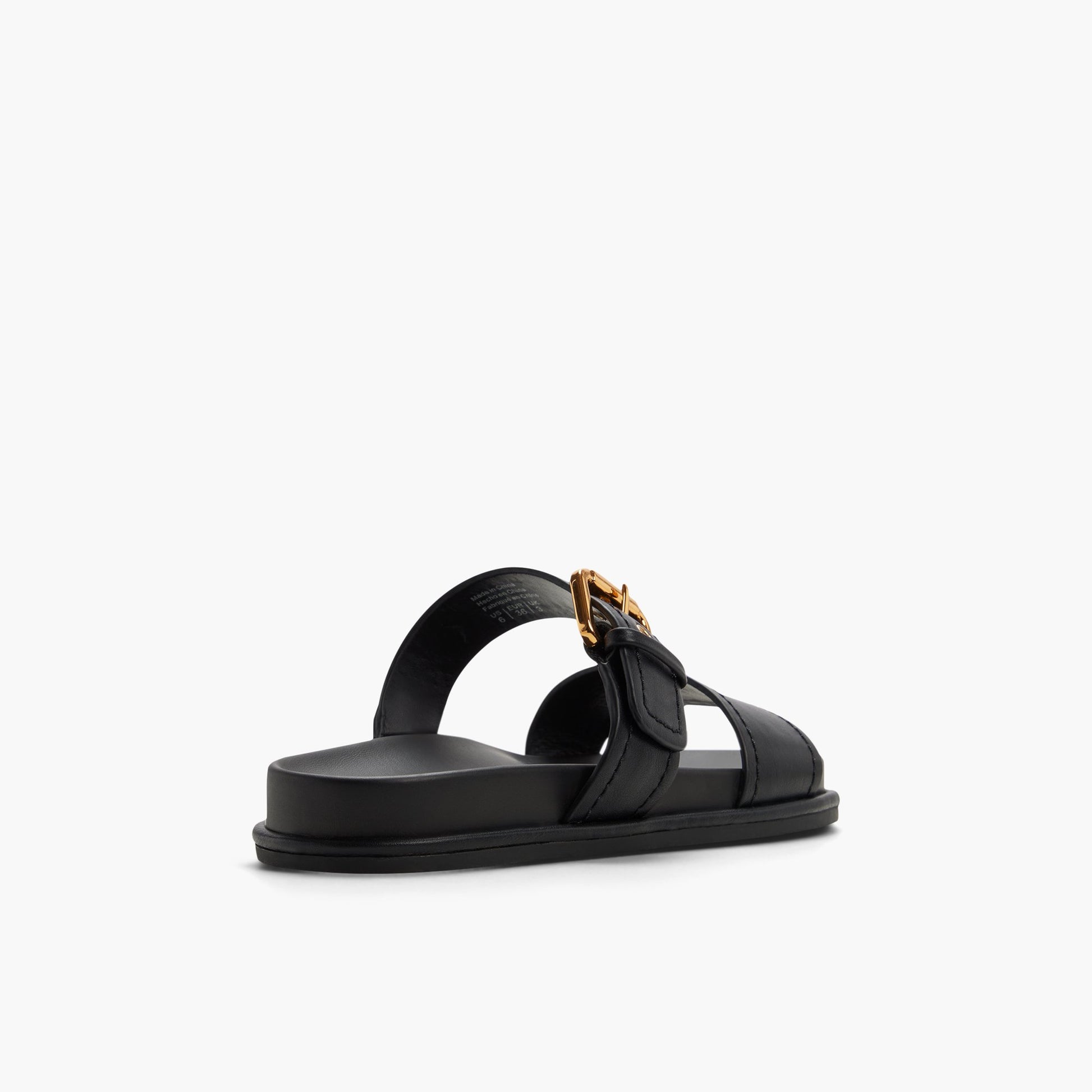 Three-quarter angle of Black Catanya Slides's back side