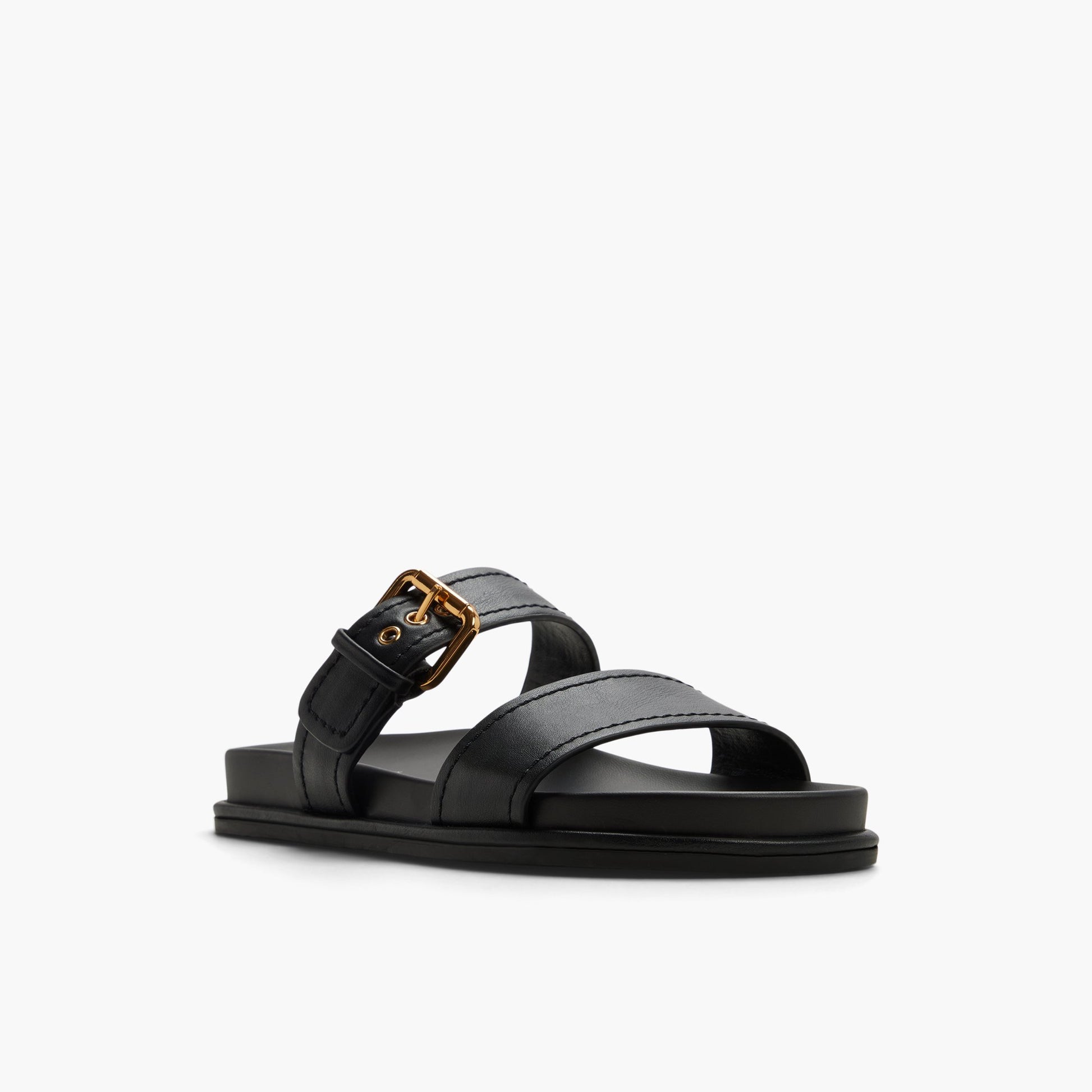 Three-quarter angle of Black Catanya Slides's front side