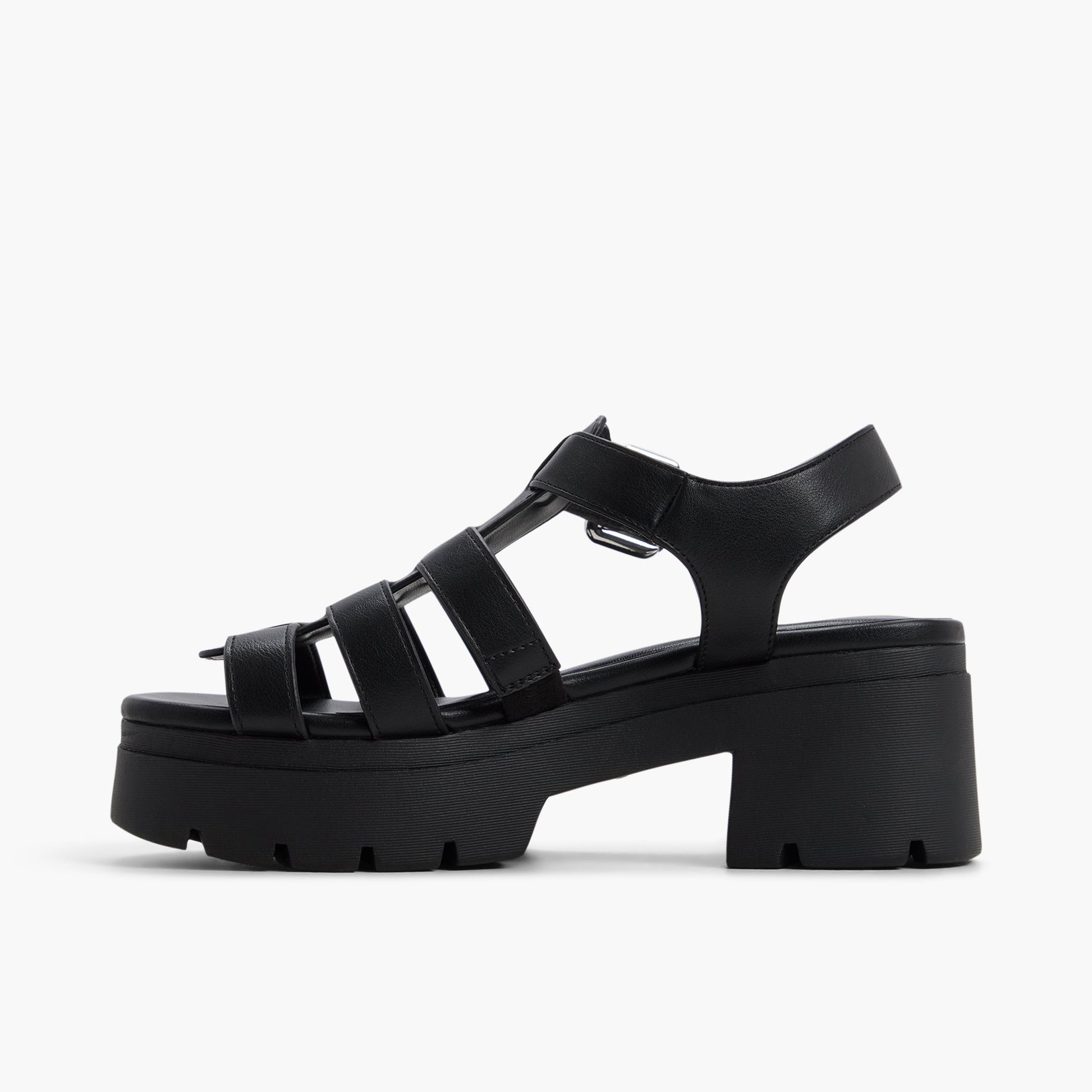 Side view of Black Lunari Platform Fisherman Sandals