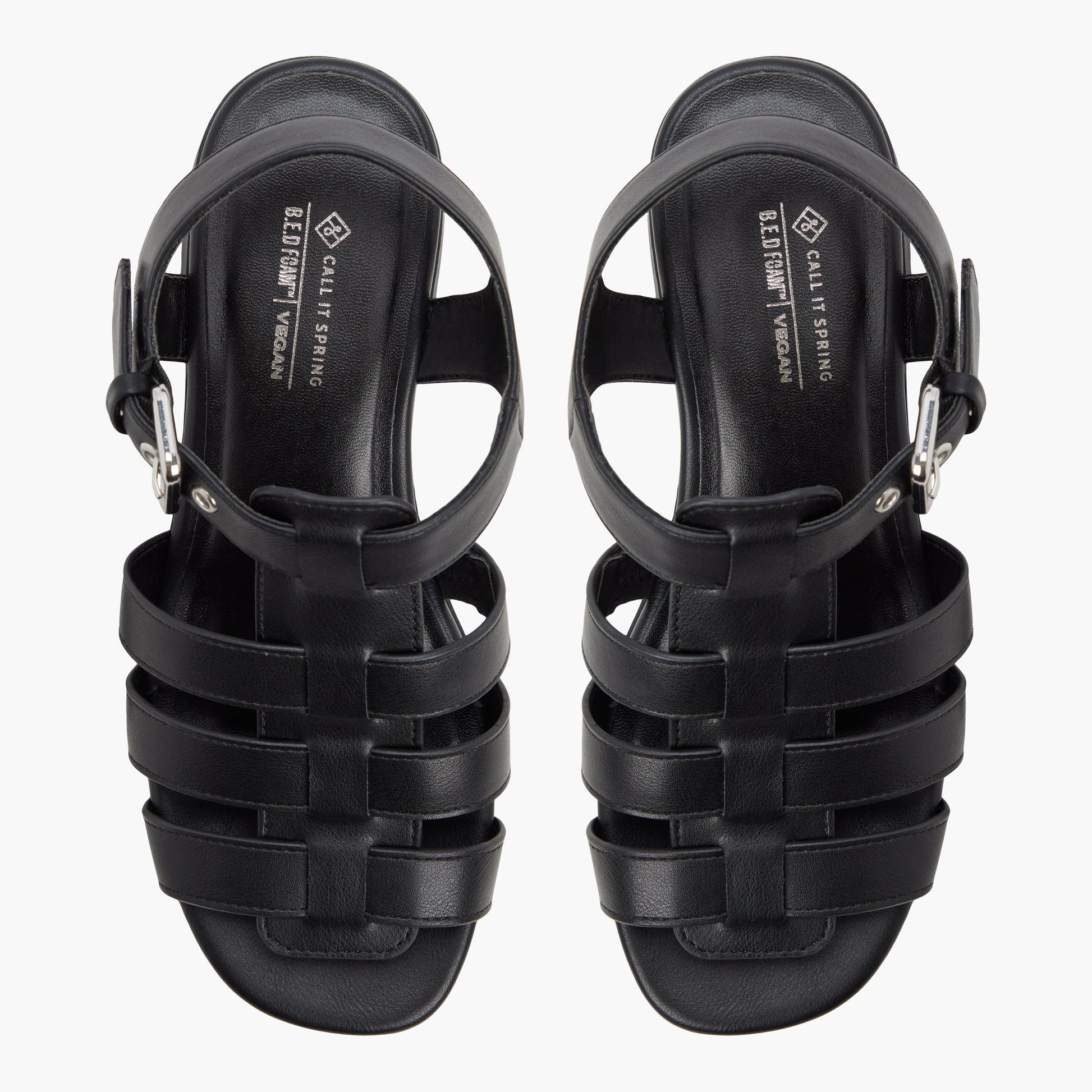 Top-down view of the Black Lunari Platform Fisherman Sandals