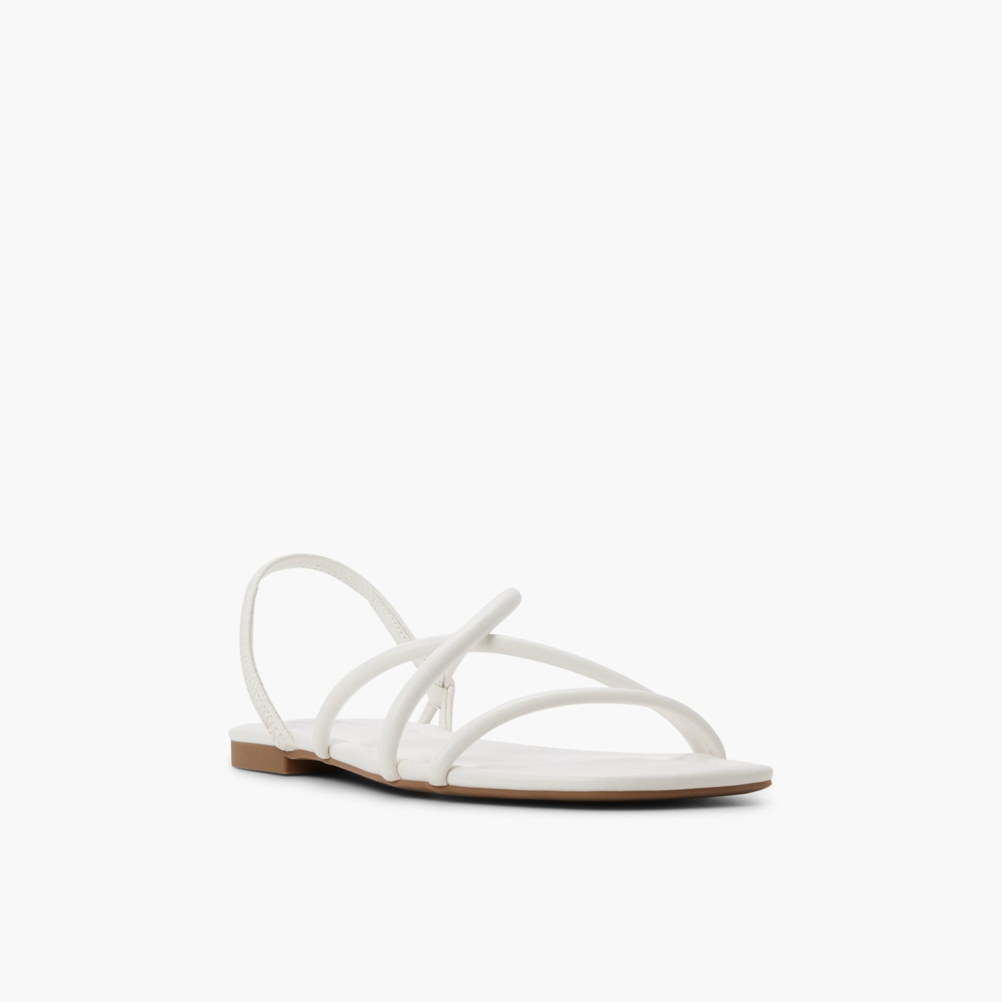 Three-quarter angle of White Viira Strappy Sandals's front side