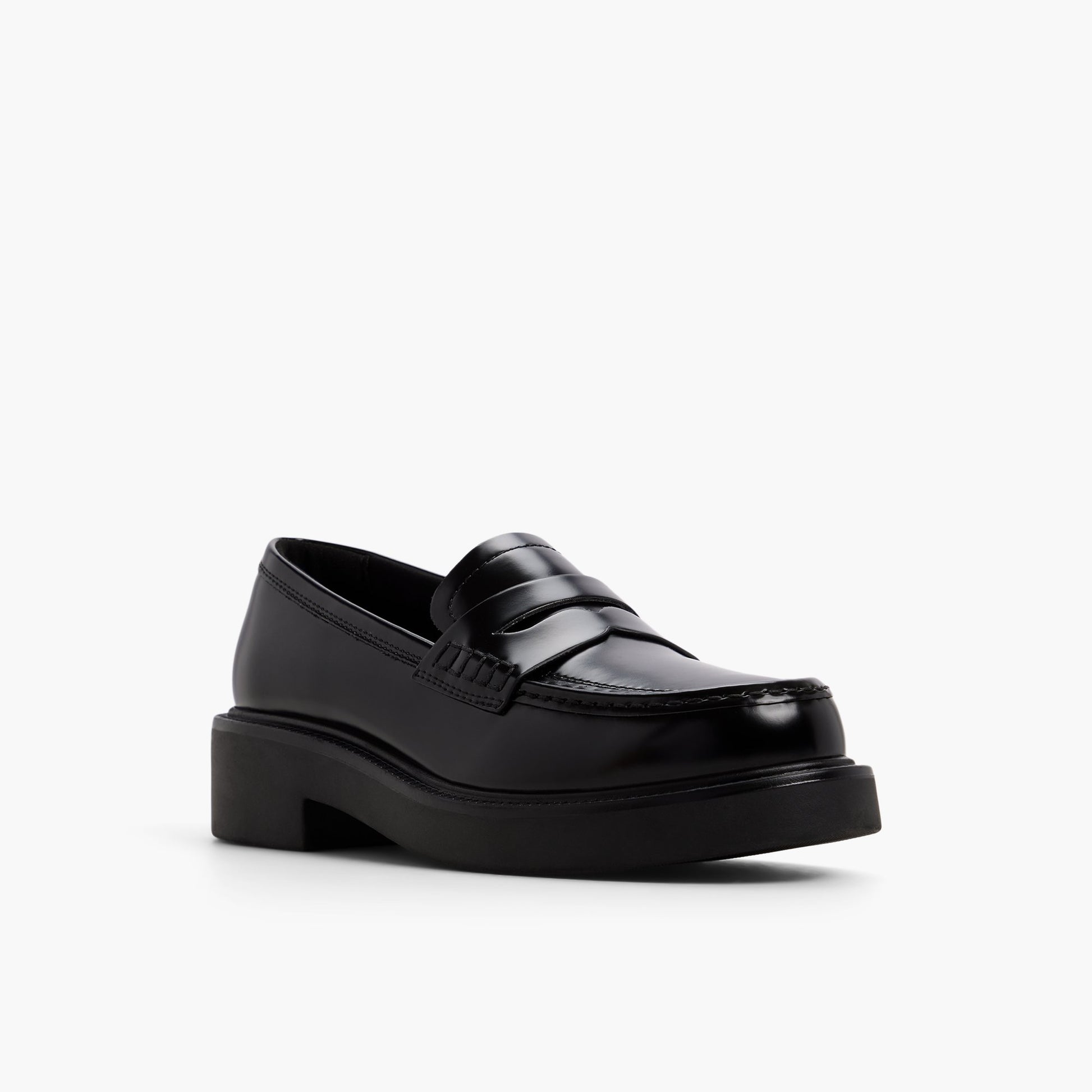 Three-quarter angle of Black Vallie Loafers's front side