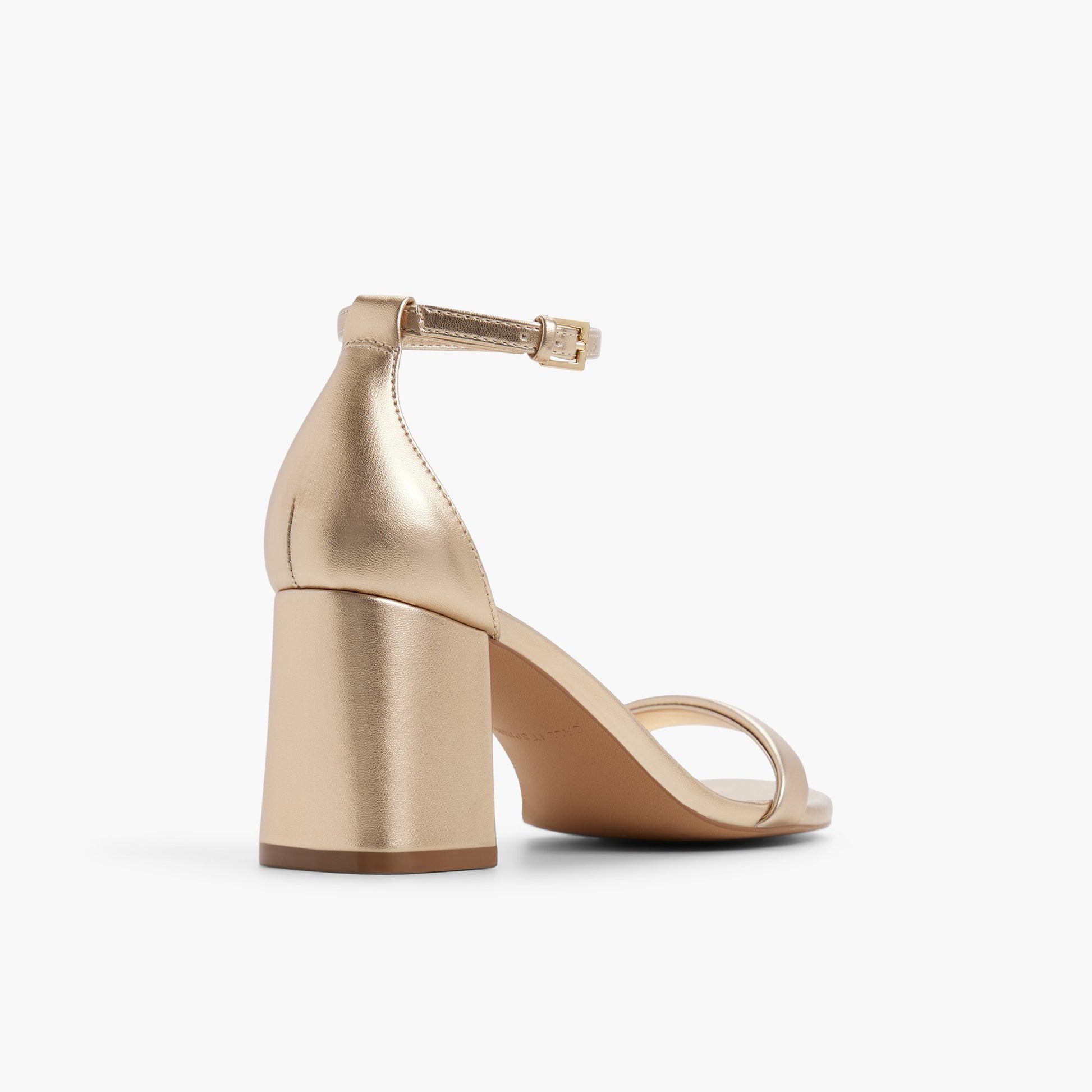 Three-quarter angle of Gold Elianaa Mid heel sandals's back side