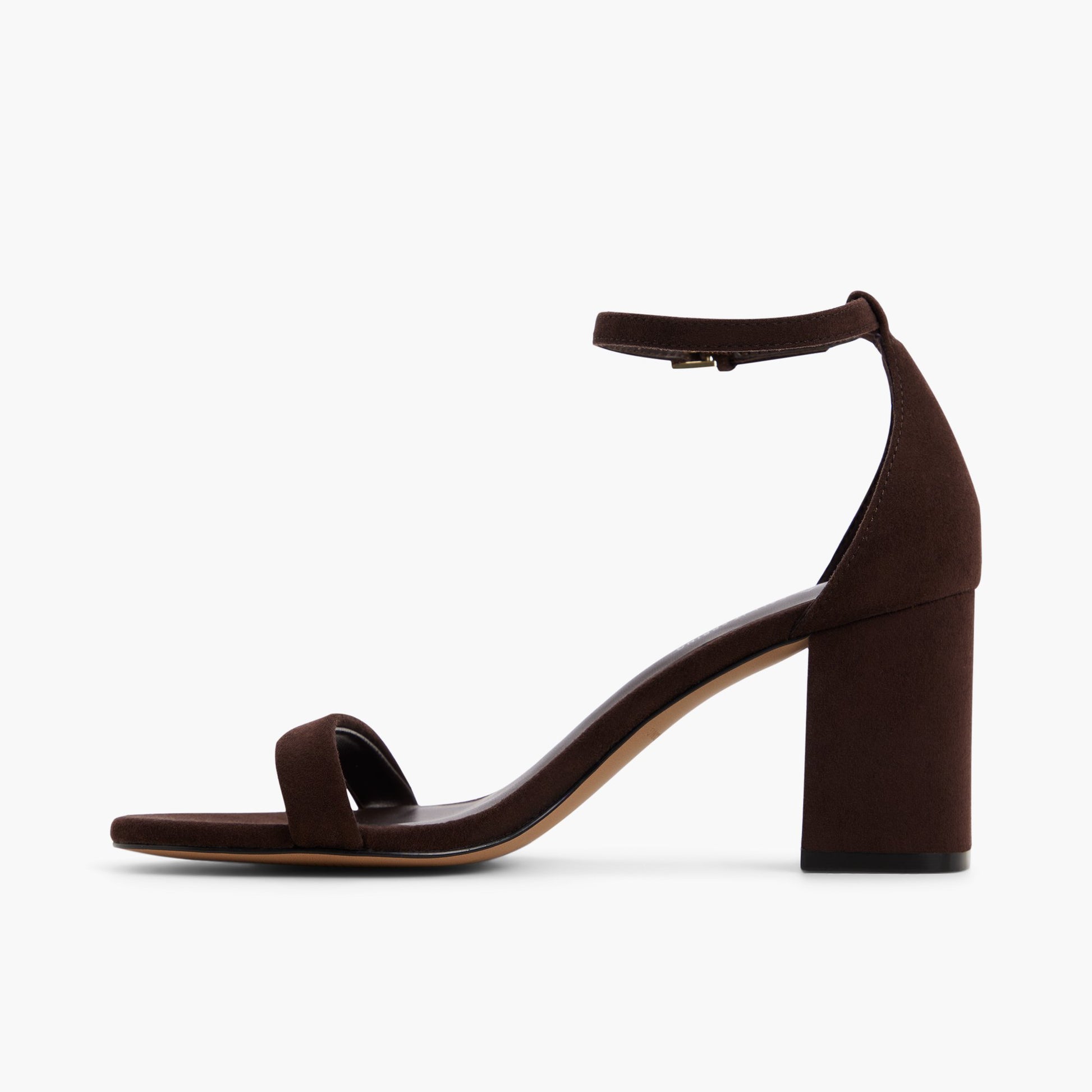 Side view of Dark brown Elianaa Mid heel sandals