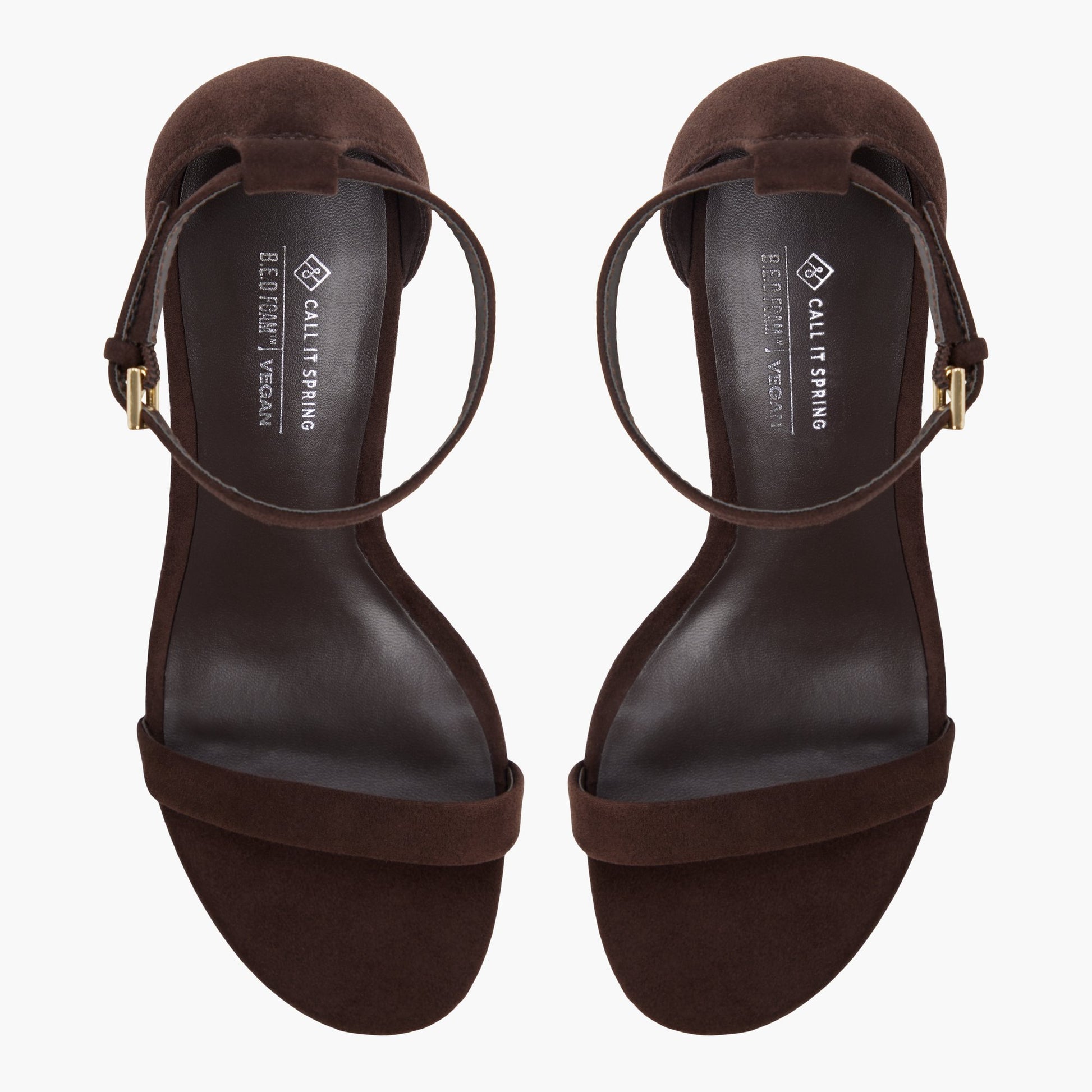 Top-down view of the Dark brown Elianaa Mid heel sandals