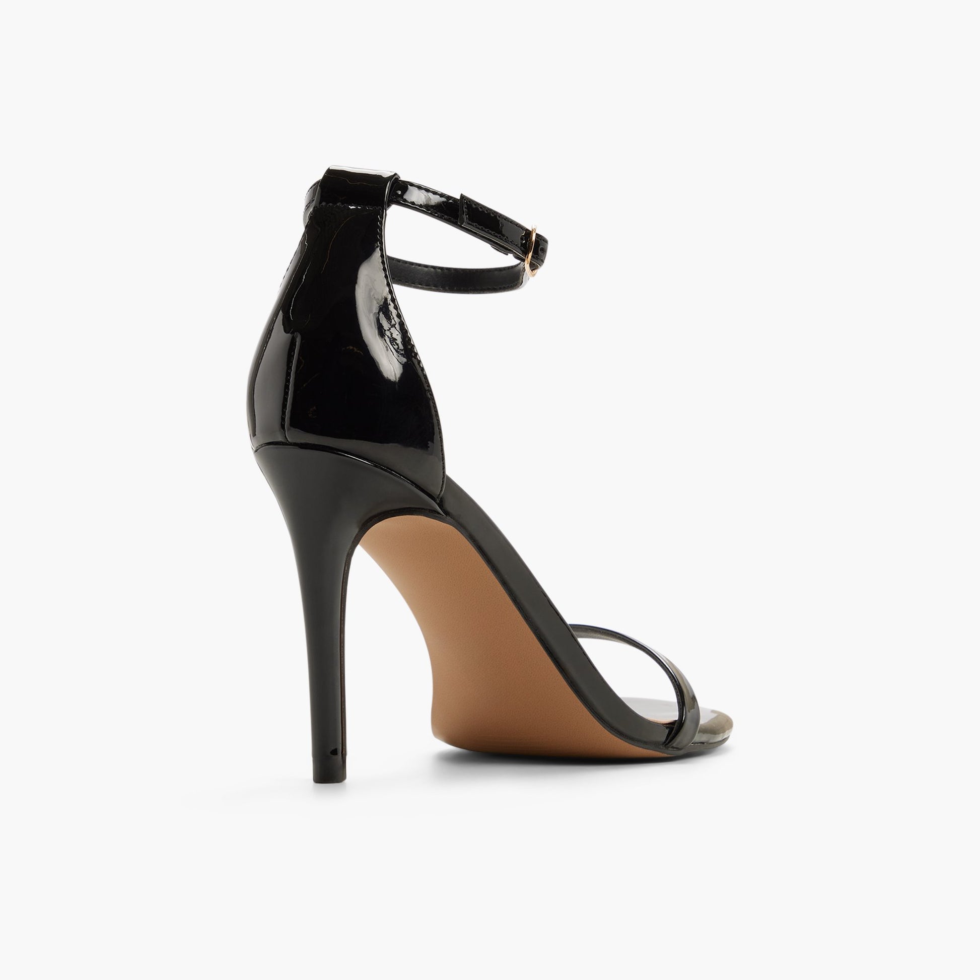 Three-quarter angle of Black Leyyla Heeled Sandals's back side
