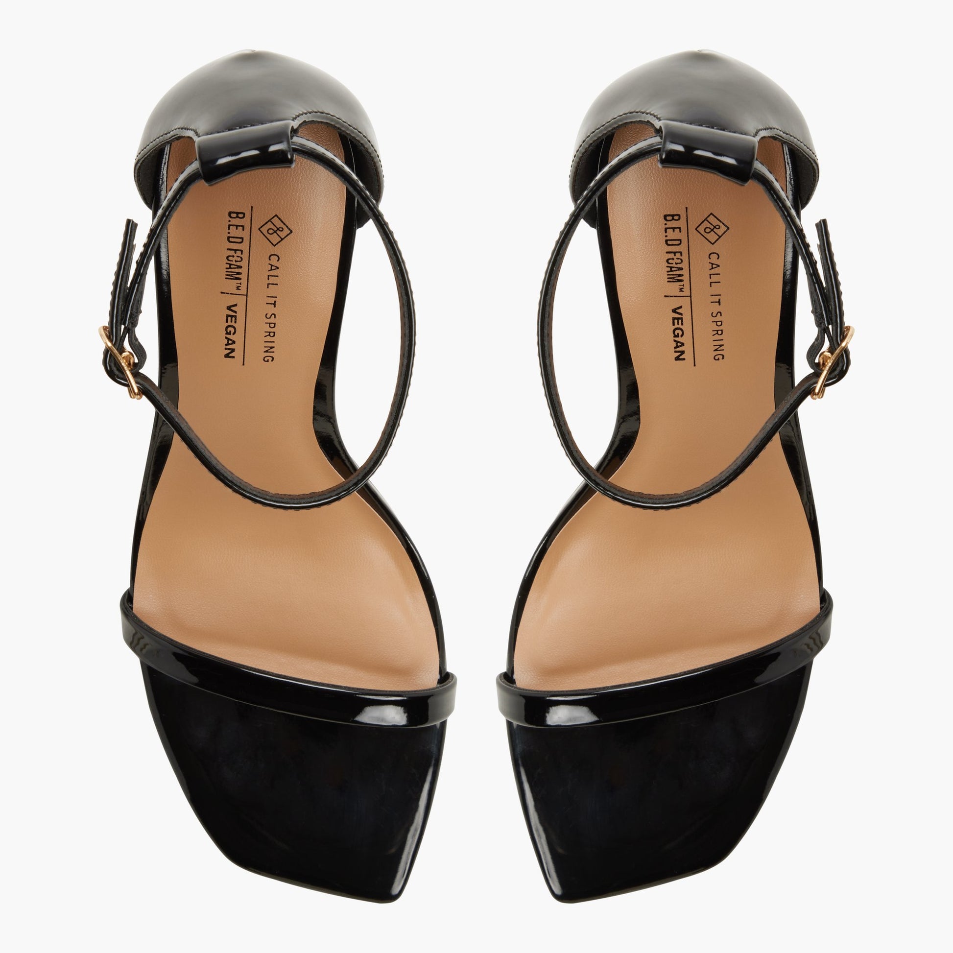 Top-down view of the Black Leyyla Heeled Sandals
