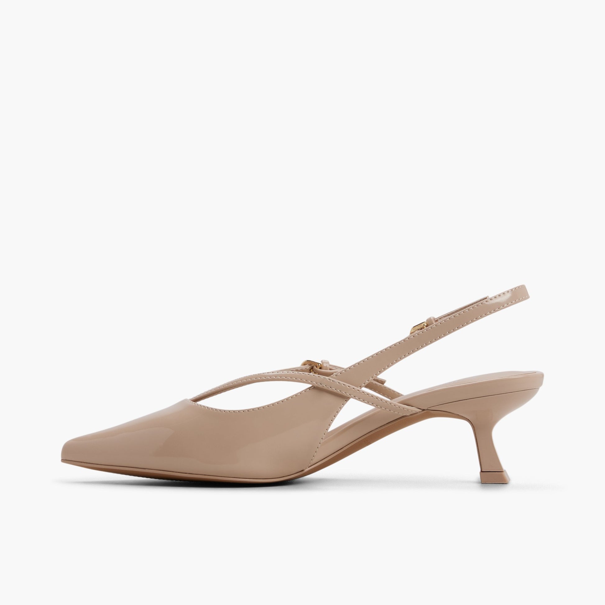 Side view of Other beige Ameelia Slingback Kitten Heels