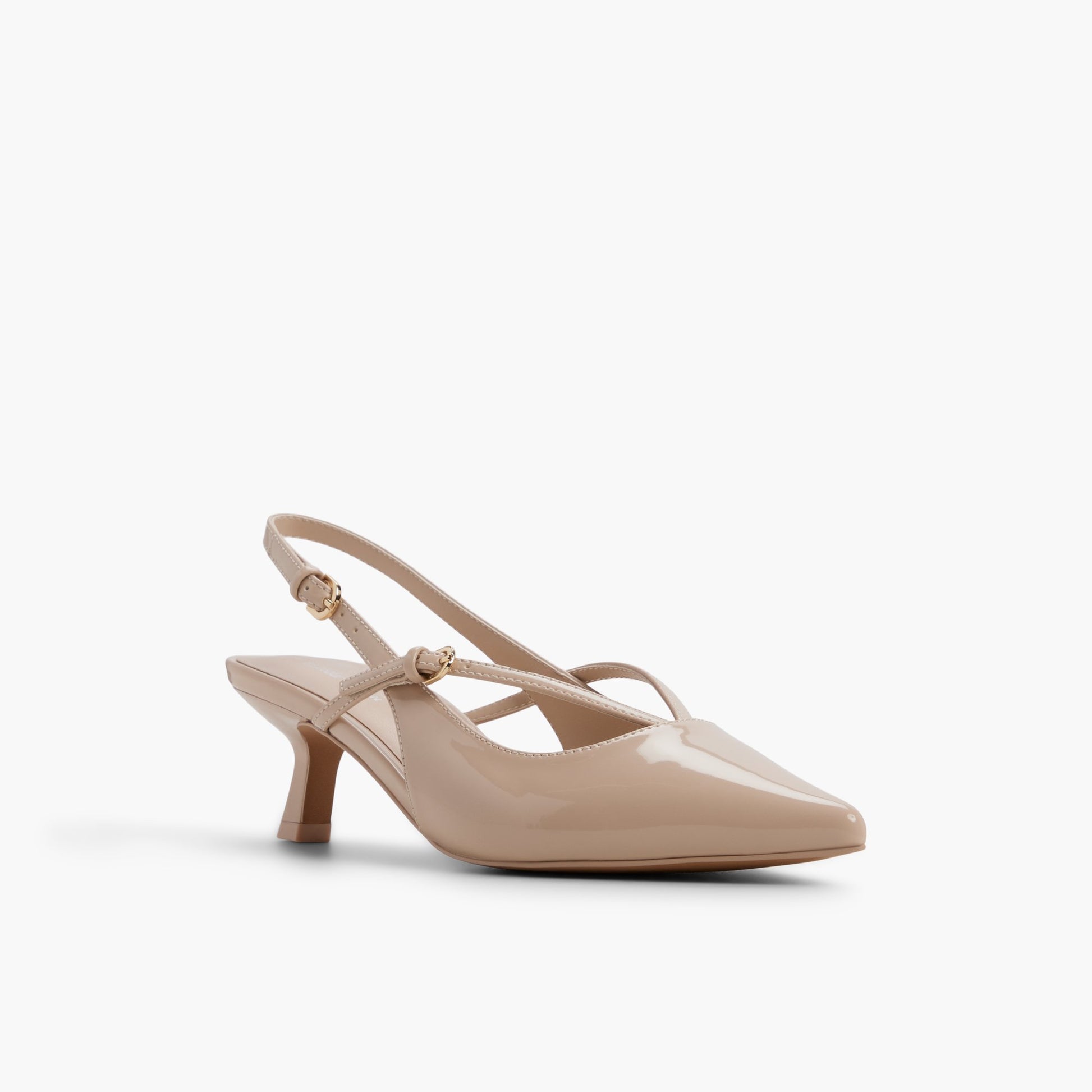 Three-quarter angle of Other beige Ameelia Slingback Kitten Heels's front side