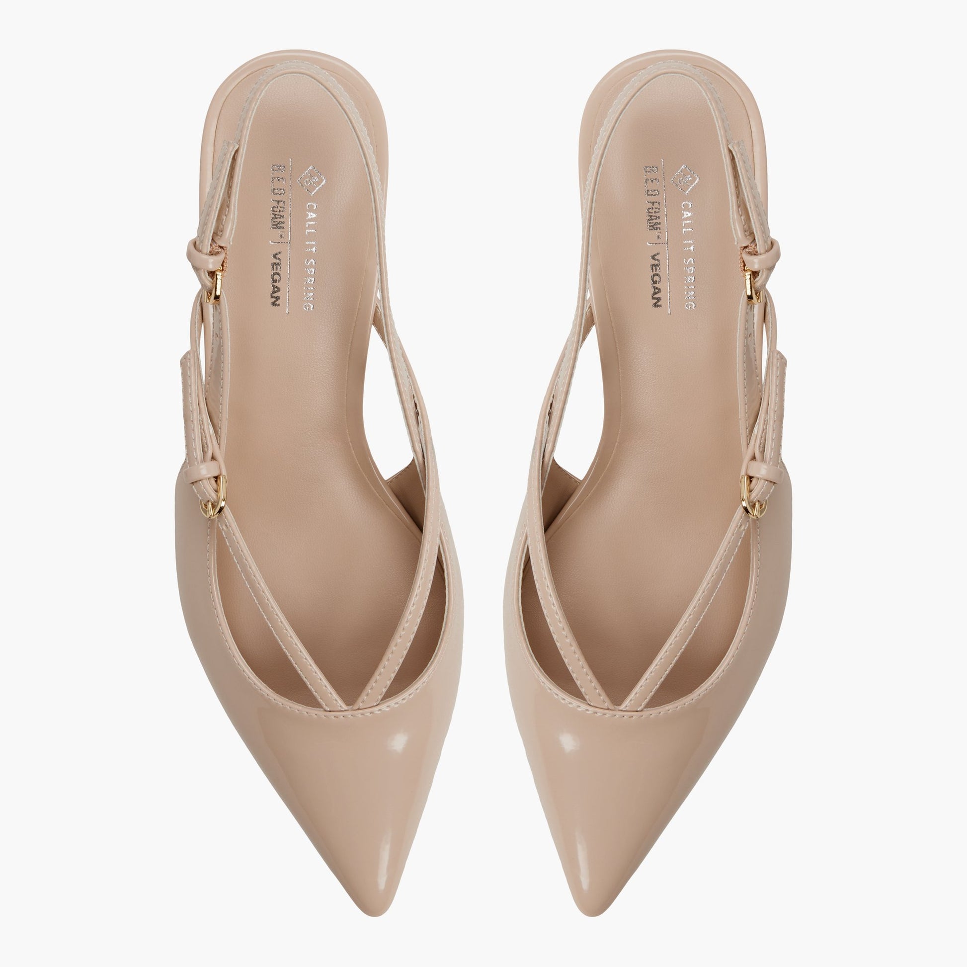 Top-down view of the Other beige Ameelia Slingback Kitten Heels