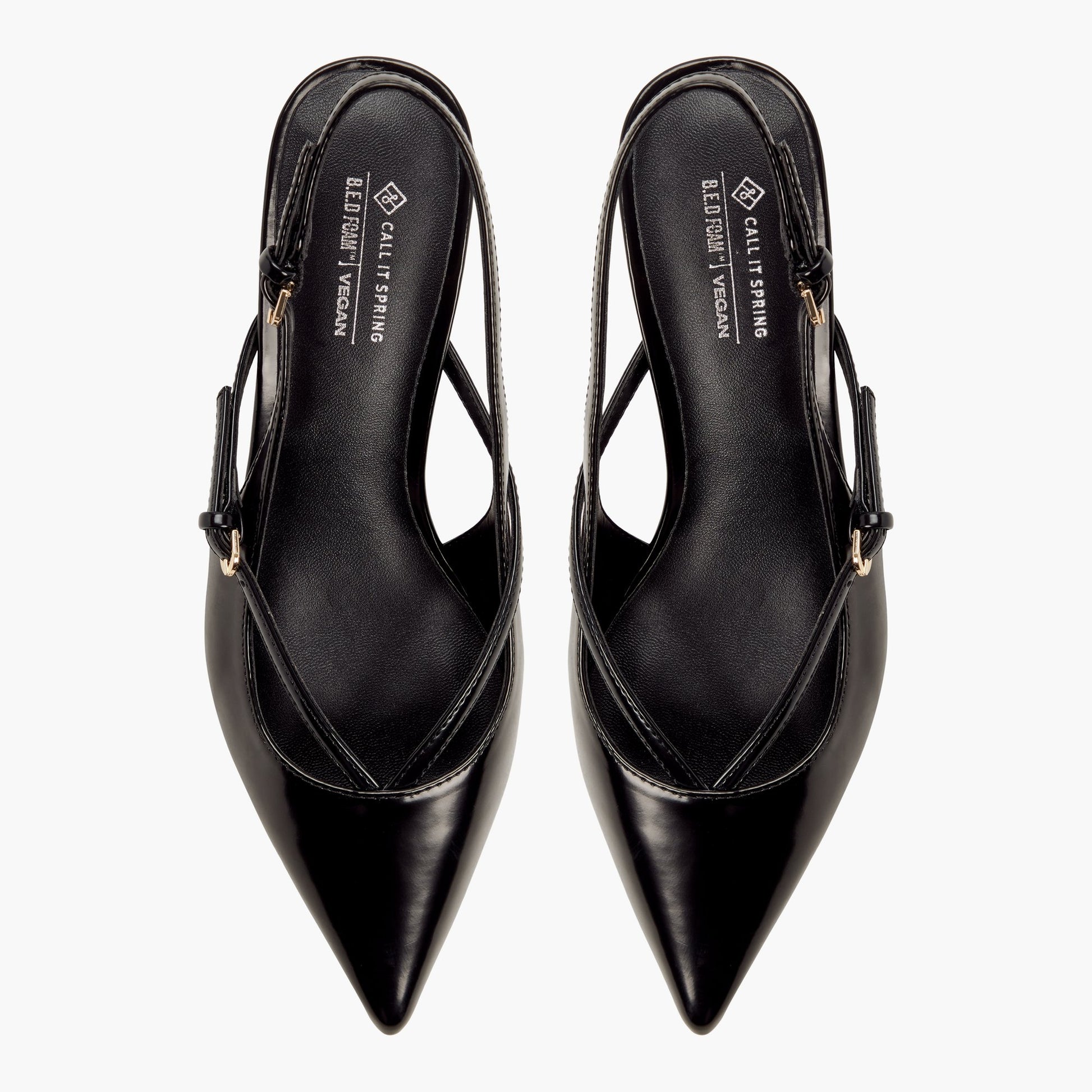 Test FR:Top-down view of the Noir Ameelia Talons chaton à bride arrière