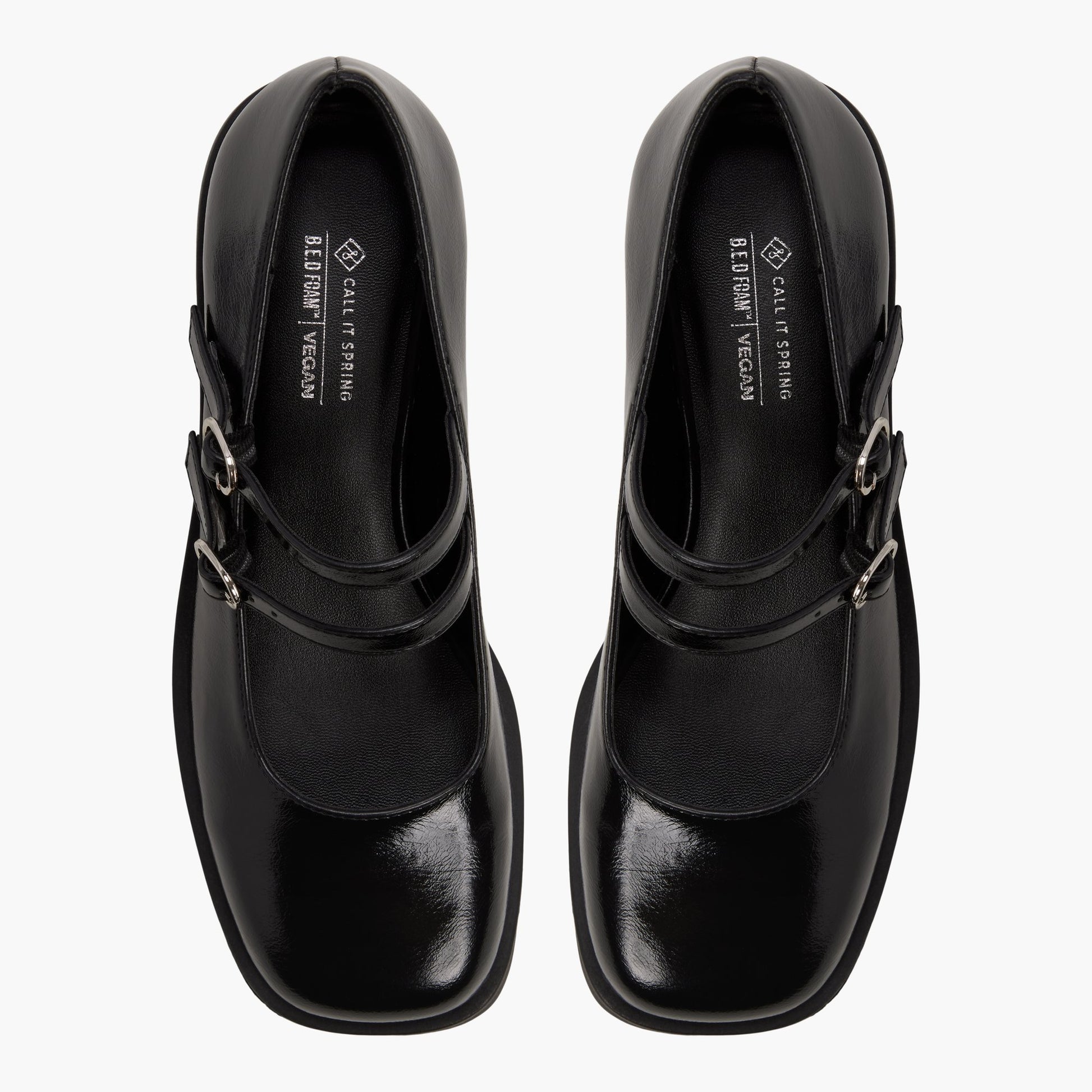 Top-down view of the Black Judie Mary-Janes