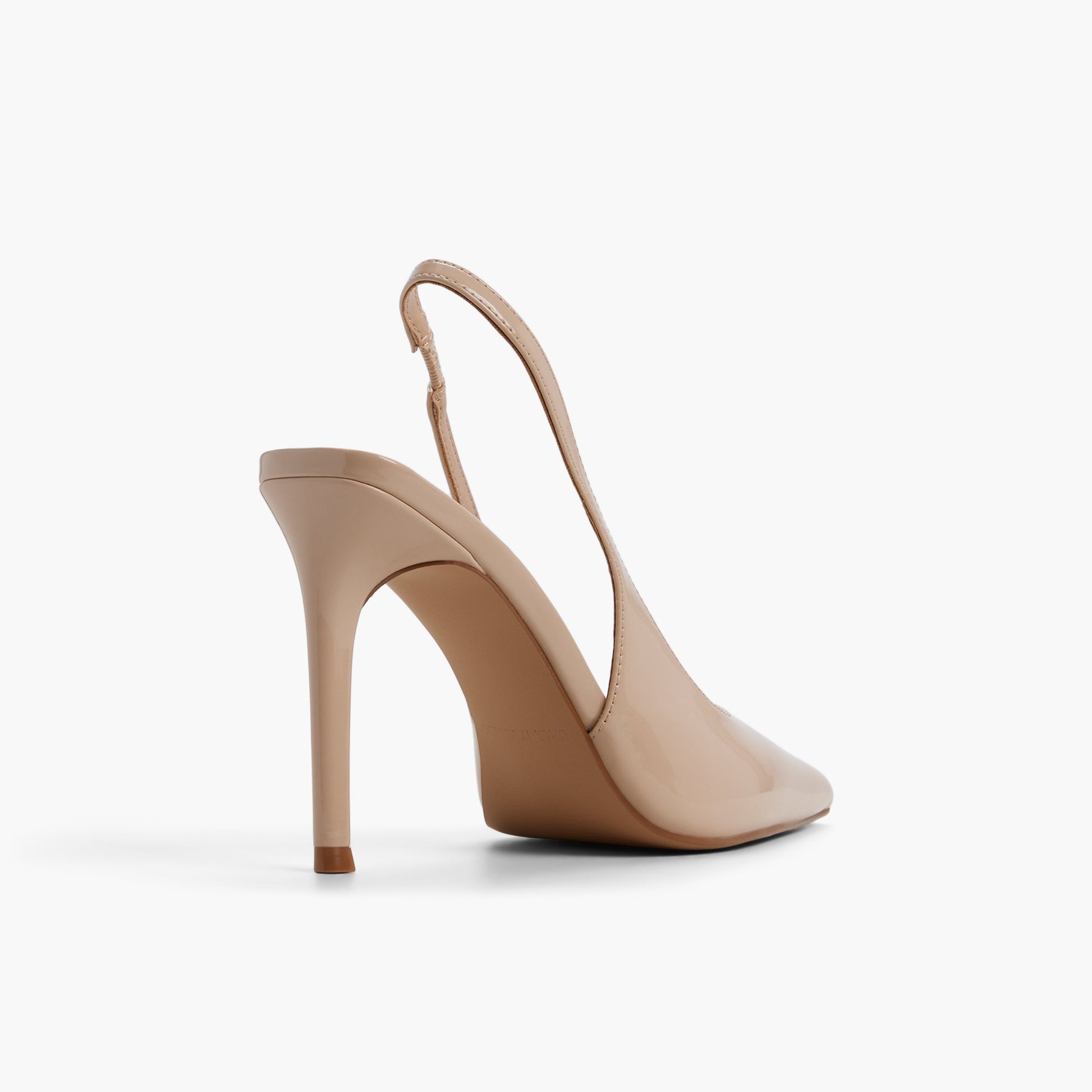 Three-quarter angle of Beige Daniellaa Slingback Heels's back side