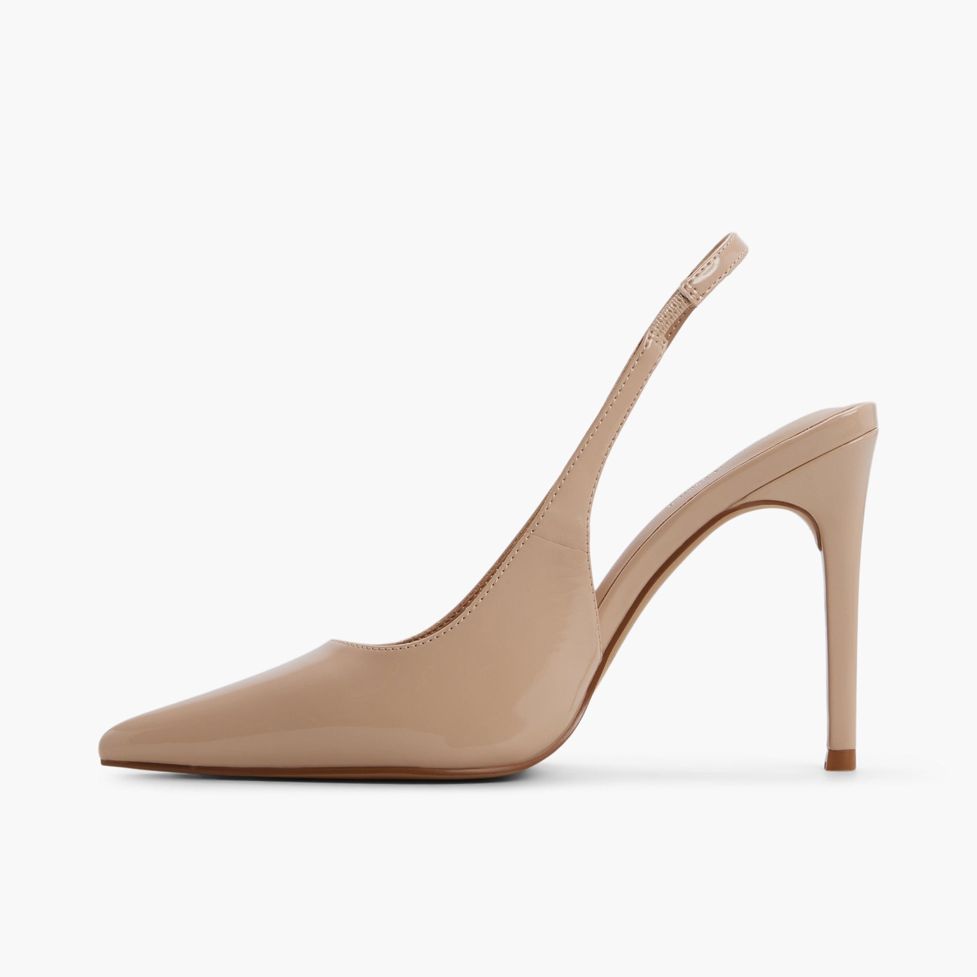 Side view of Beige Daniellaa Slingback Heels