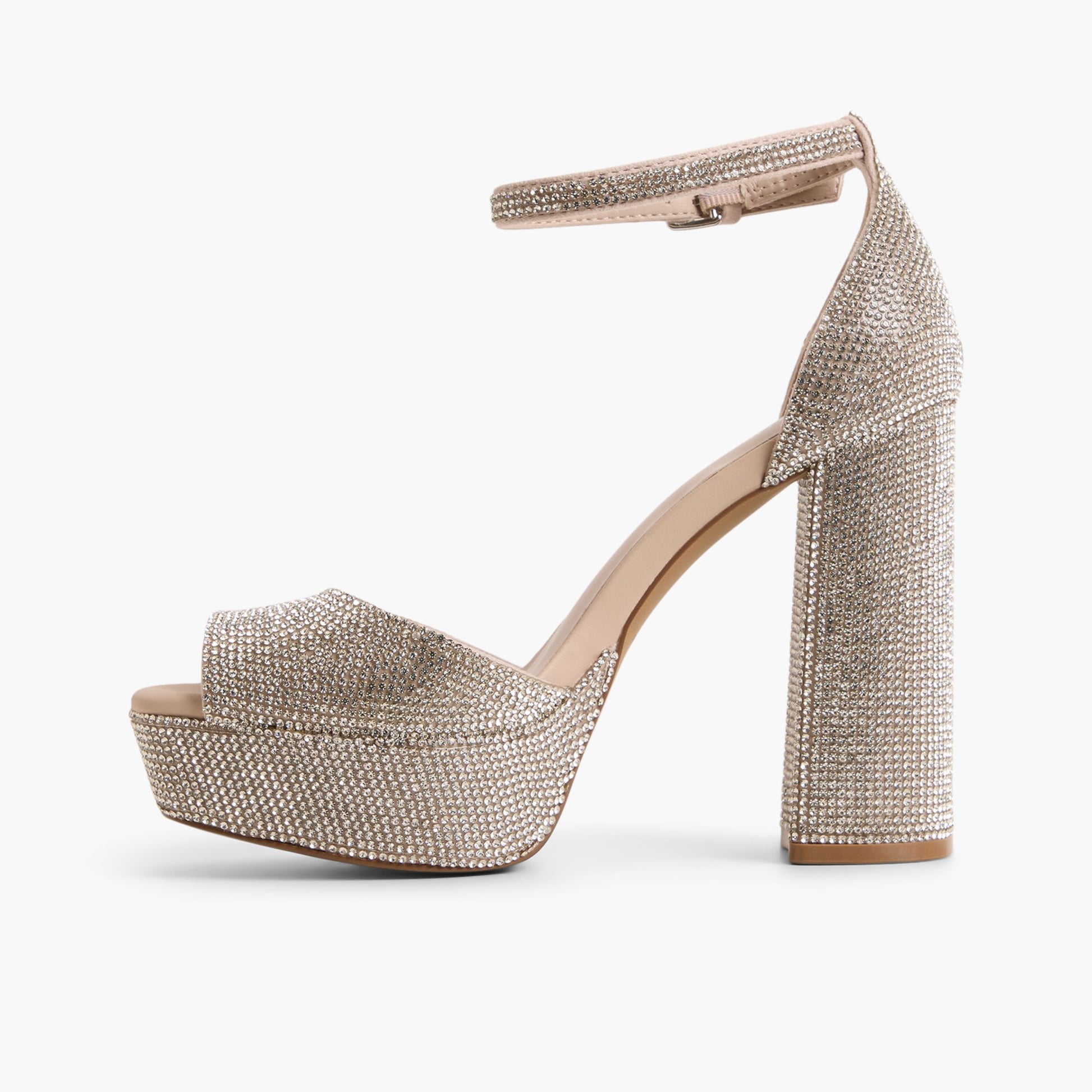 Side view of Bone Domminique Peep-Toe Platform Sandals