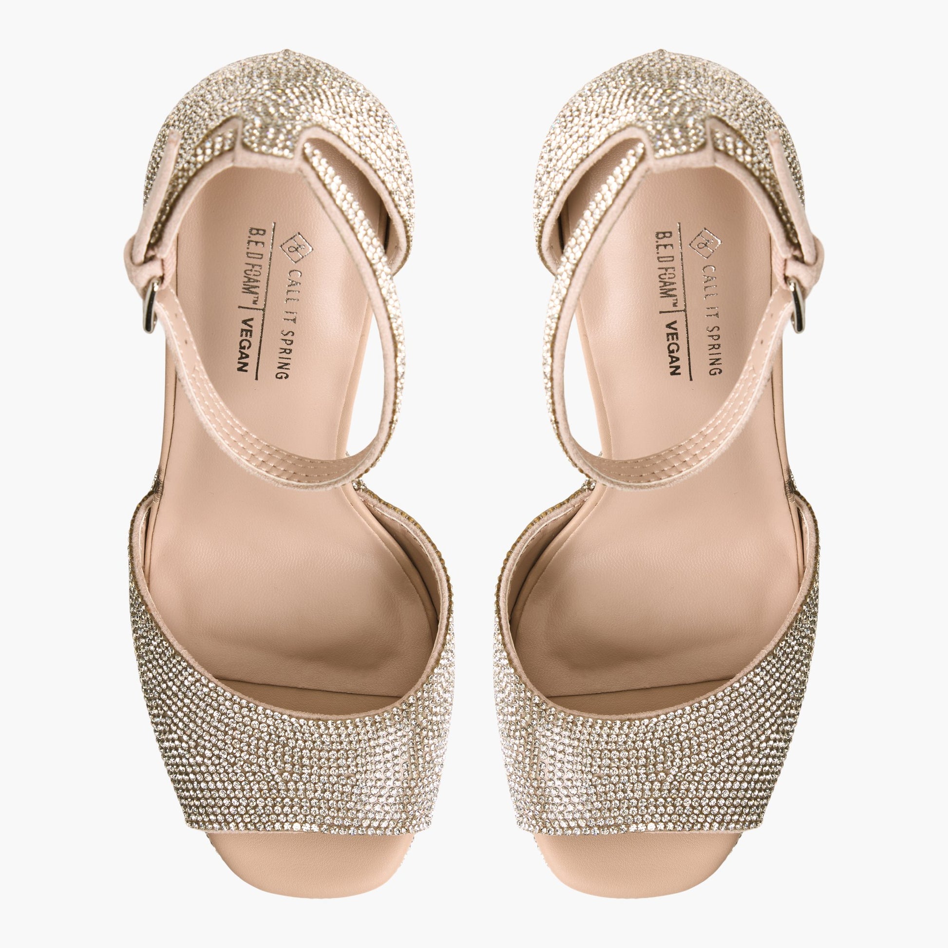 Top-down view of the Bone Domminique Peep-Toe Platform Sandals