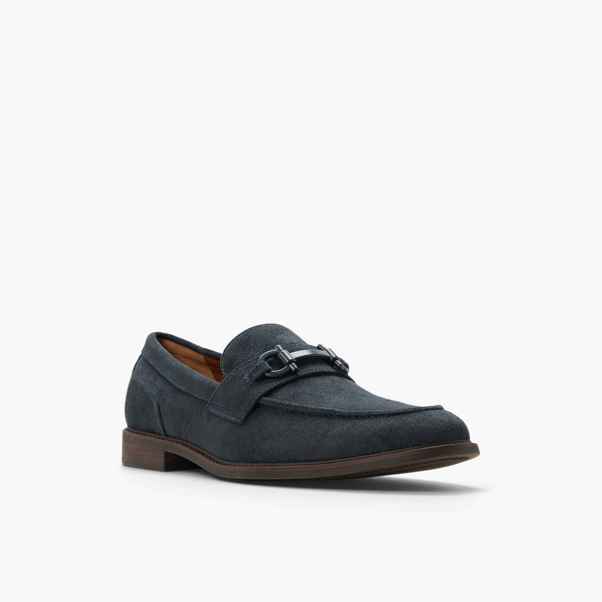 Three-quarter angle of Navy Portola Loafers's front side
