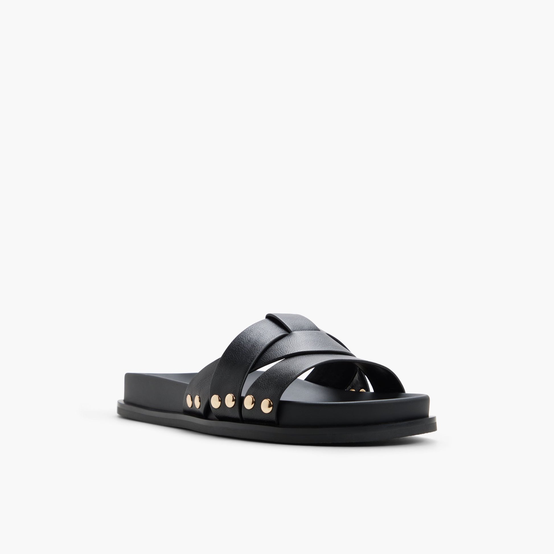 Three-quarter angle of Black Oceeana Slides's front side