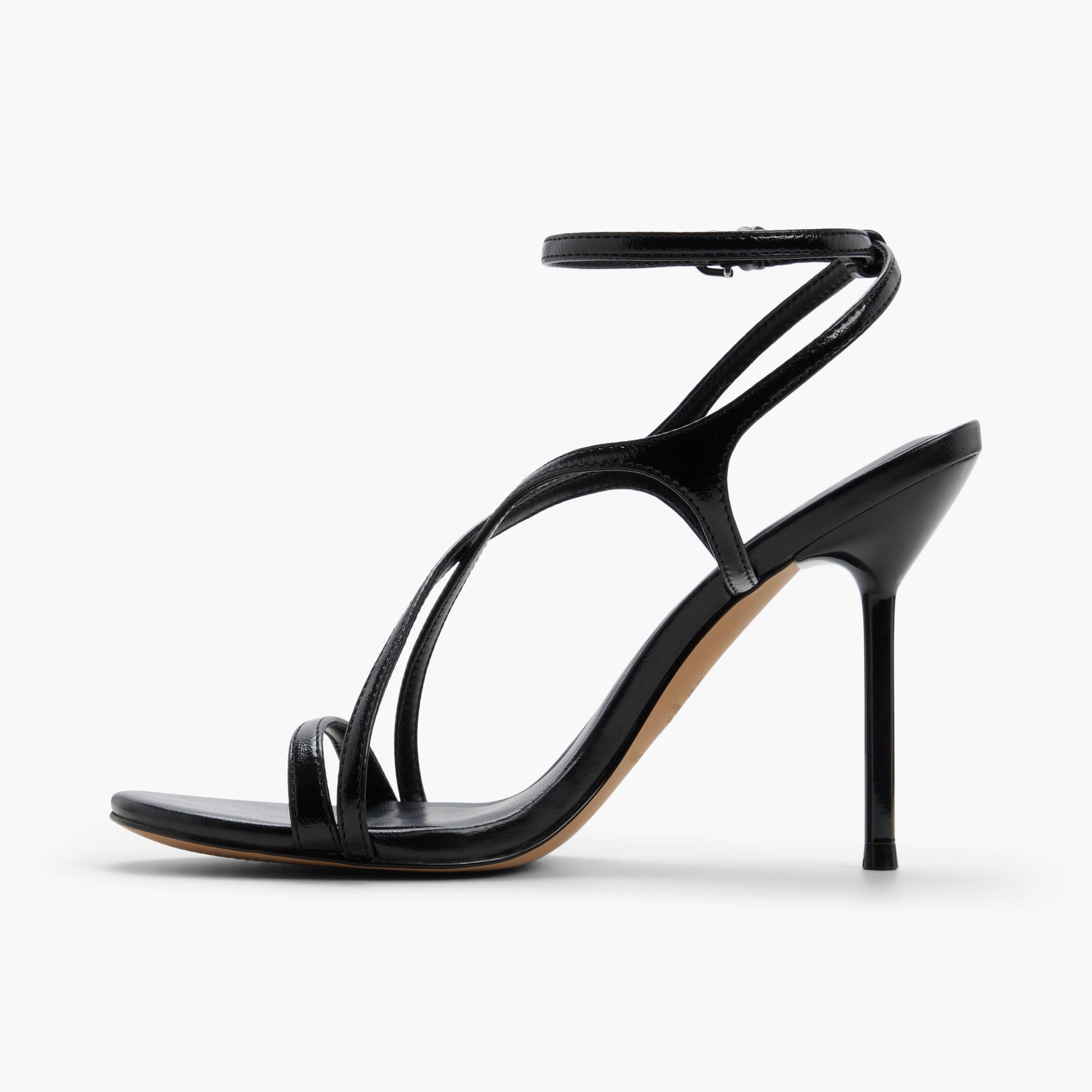 Test FR:Side view of Noir Nalanii Sandales à talon haut