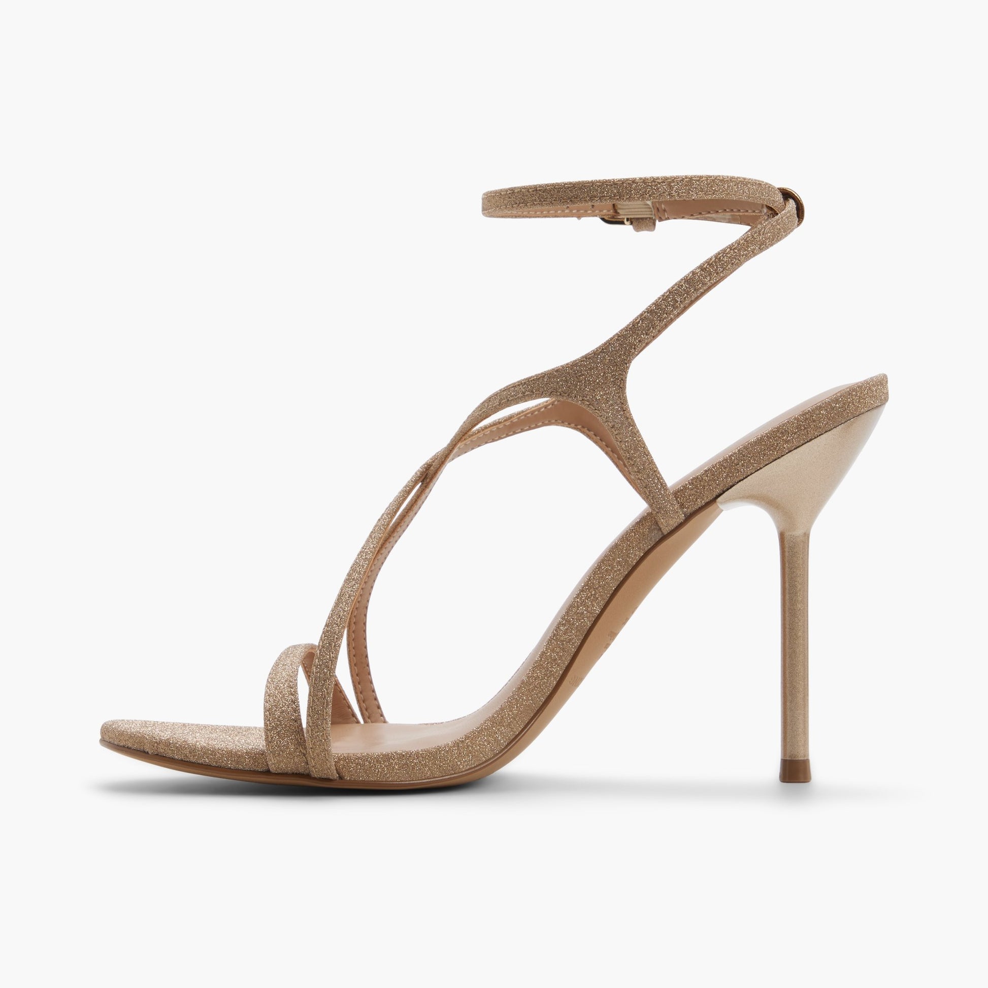 Vue latérale de Bronze Nalanii Sandales à talons haut