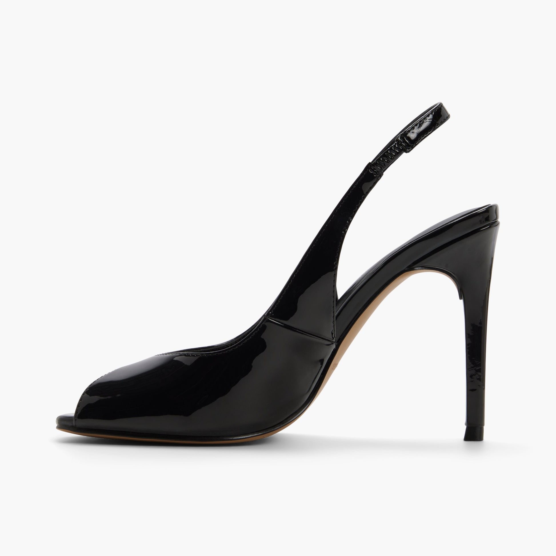Side view of Black Milenaa Peep-Toe Slingback Pumps