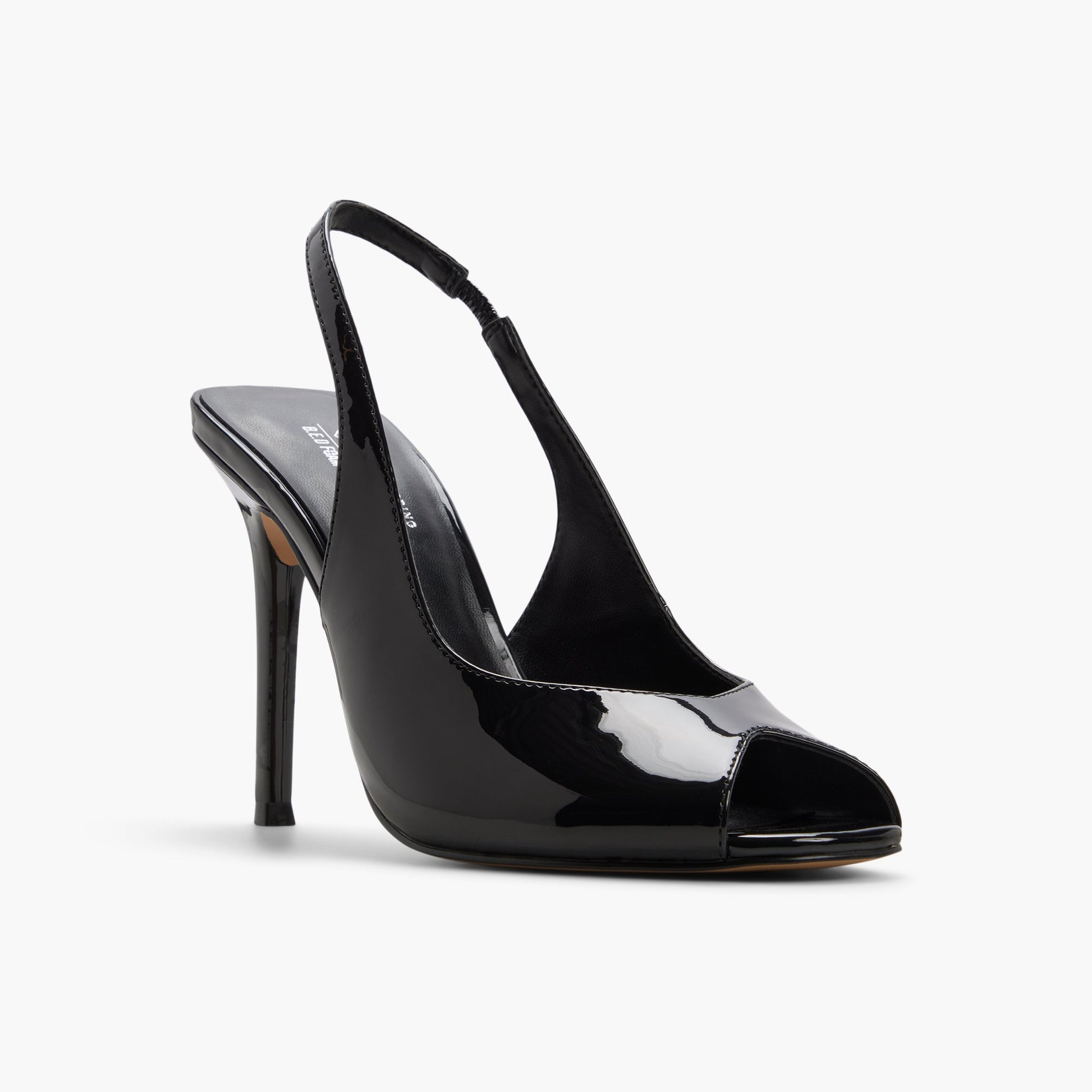 Three-quarter angle of Black Milenaa Peep-Toe Slingback Pumps's front side