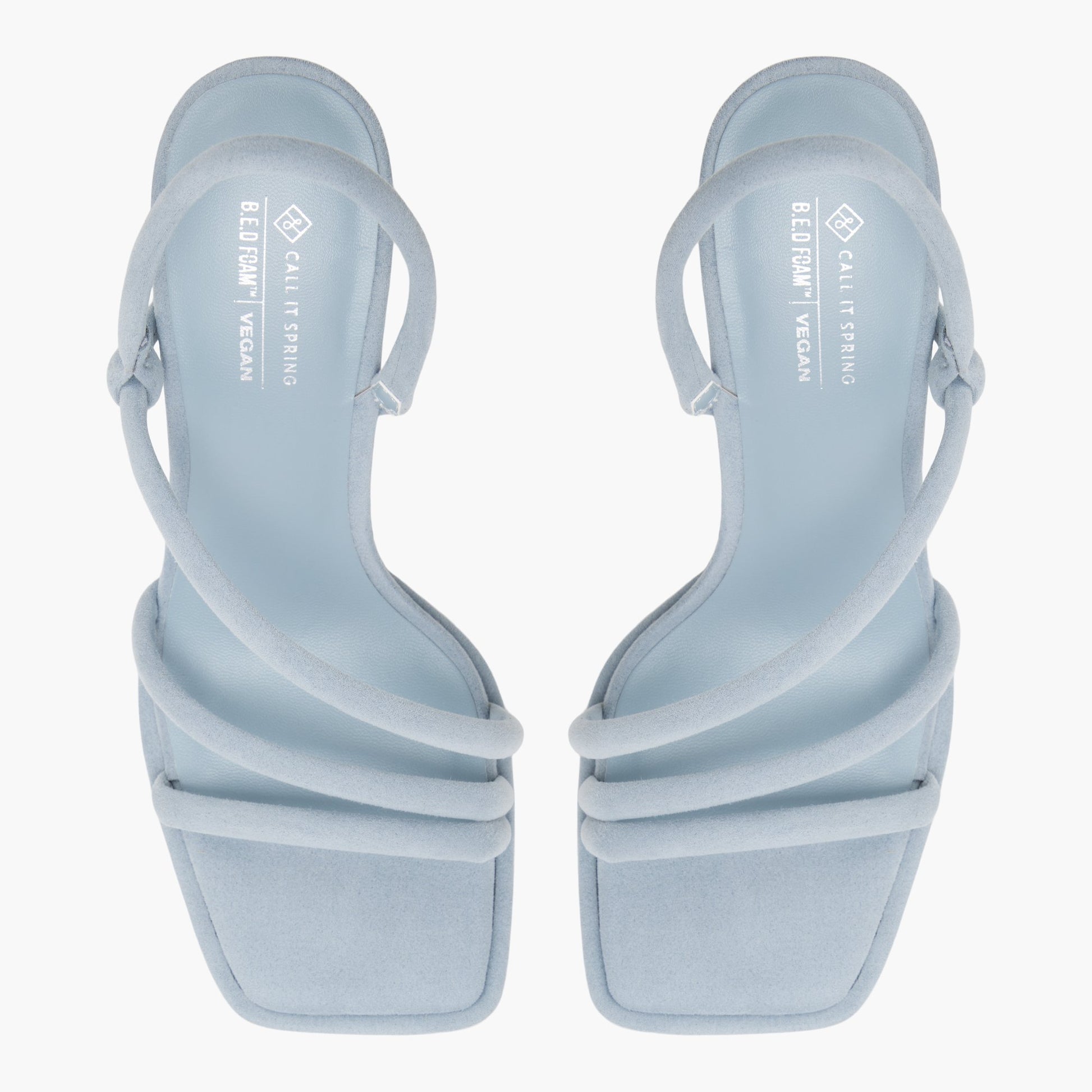 Test FR:Top-down view of the Bleu Clair Luxe Sandales à talons à brides