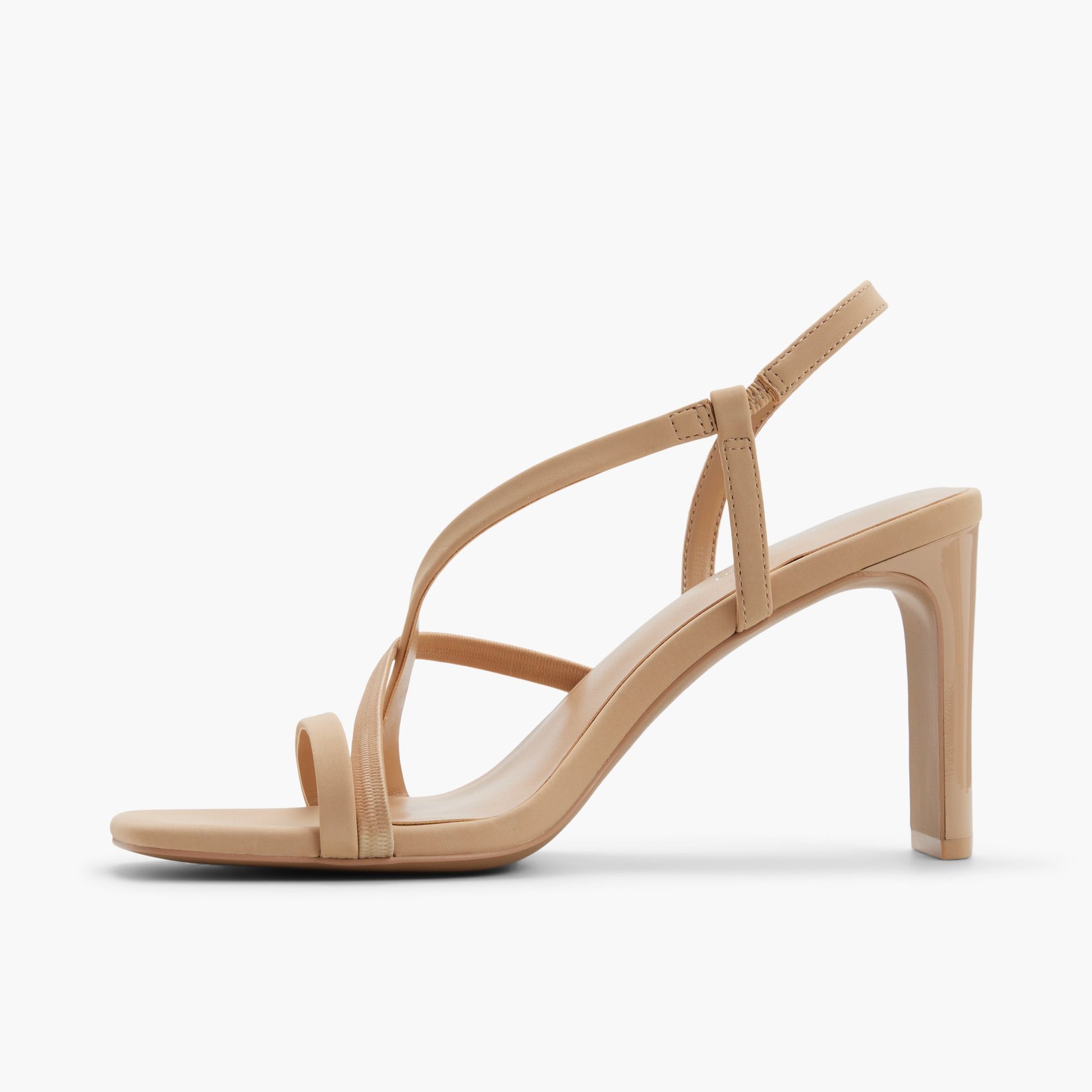 Side view of Beige Jayaa Strappy Heeled Sandals