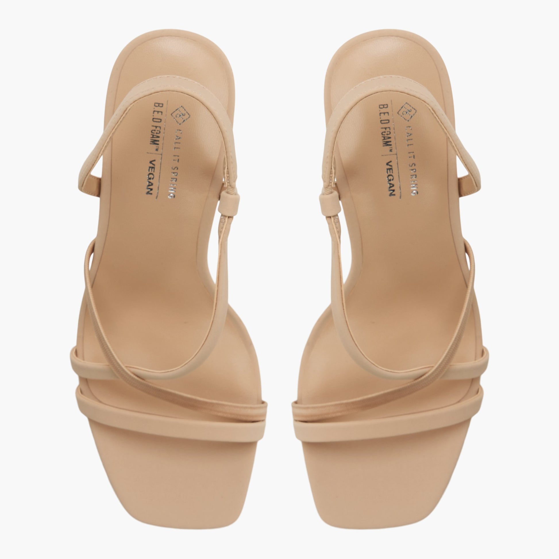 Top-down view of the Beige Jayaa Strappy Heeled Sandals