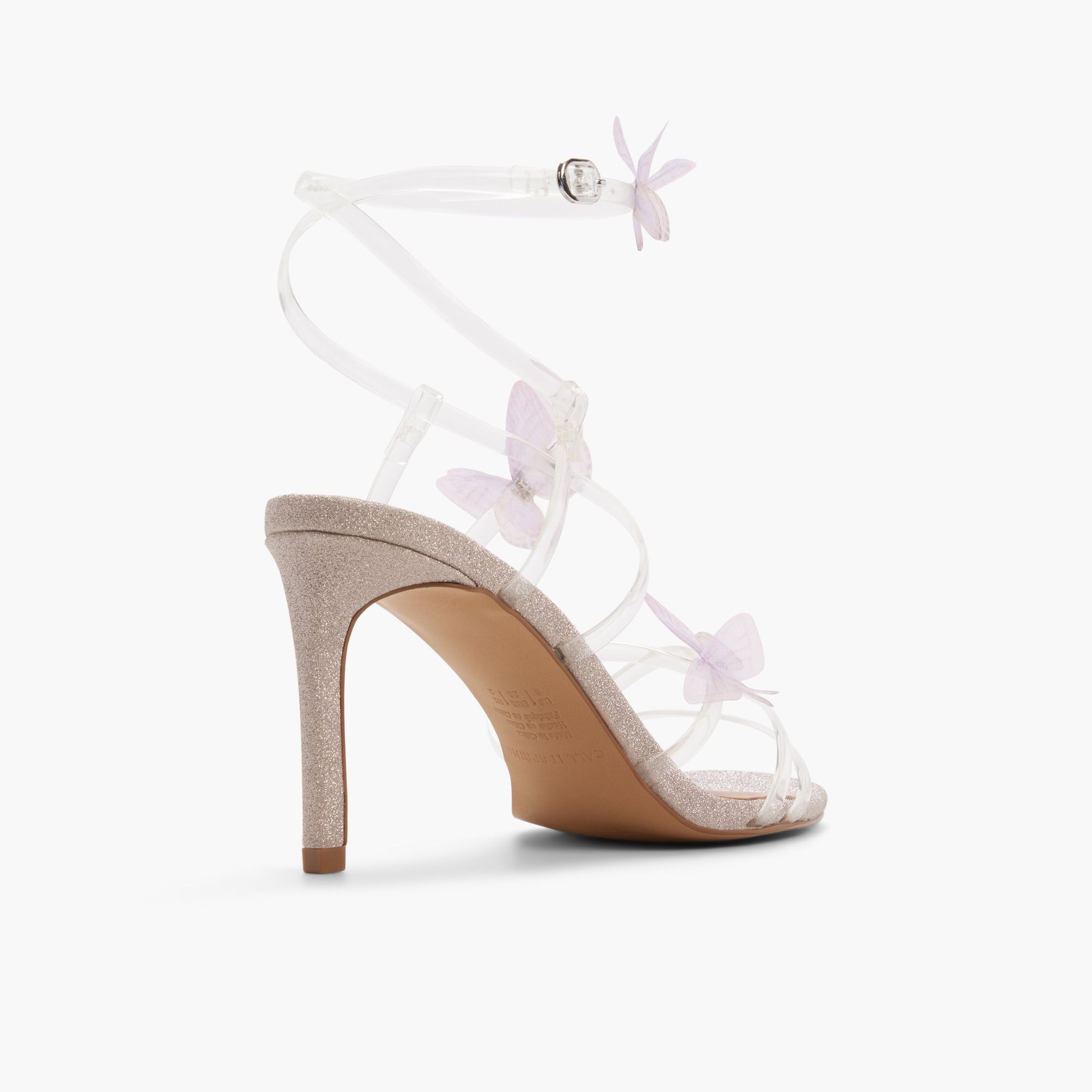 Three-quarter angle of Light pink Ariiaa Strappy Heeled Sandals's back side