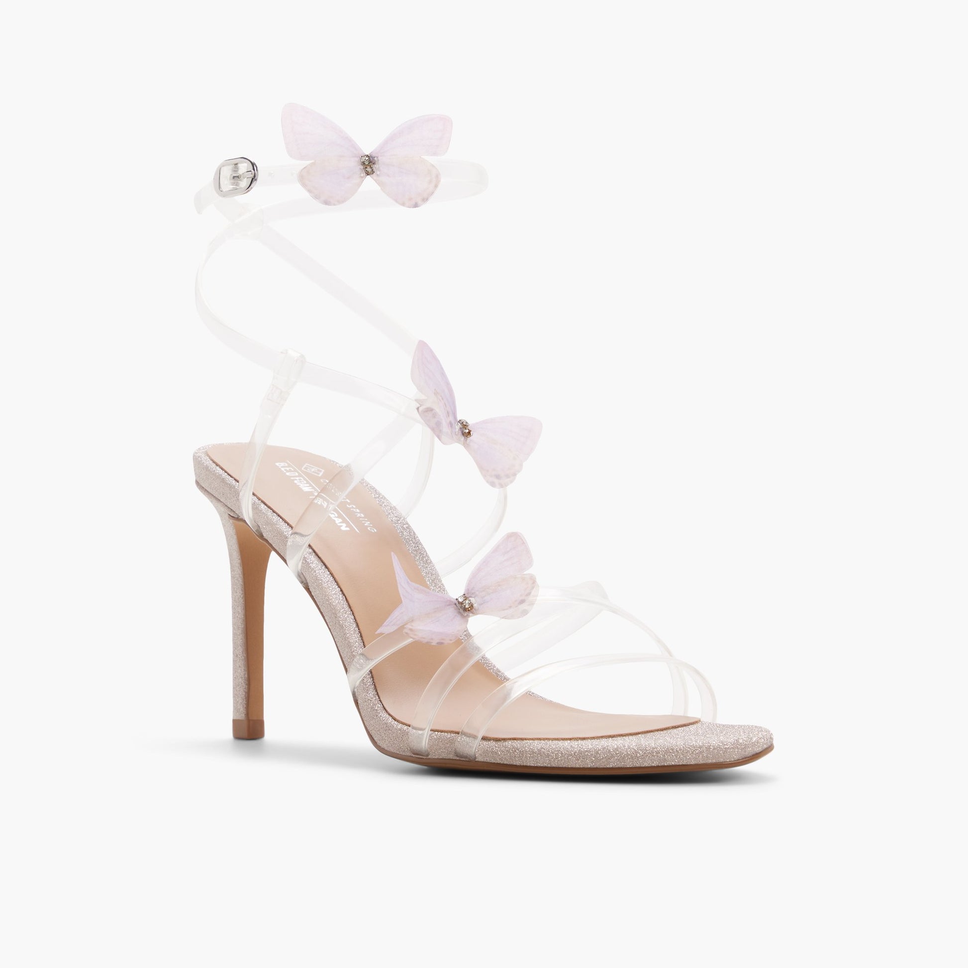 Three-quarter angle of Light pink Ariiaa Strappy Heeled Sandals's front side