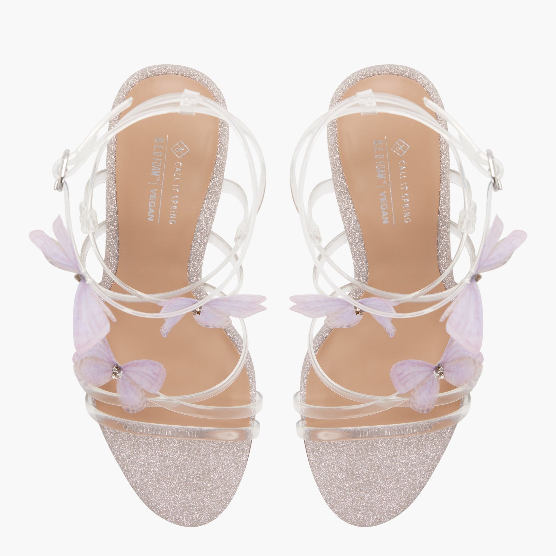 Top-down view of the Light pink Ariiaa Strappy Heeled Sandals