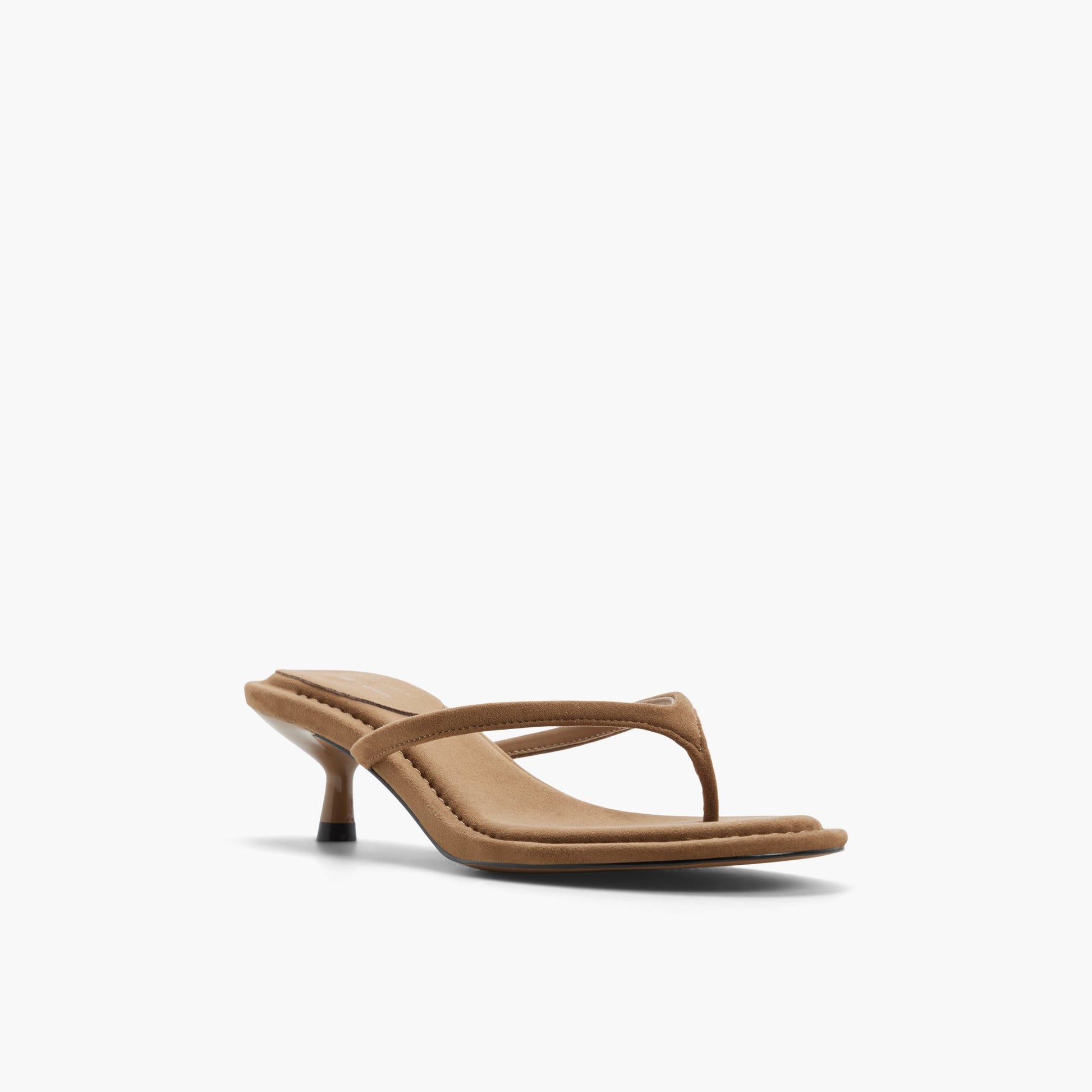 Test FR:Three-quarter angle of Taupe Ashaa Sandales tong à talon's front side