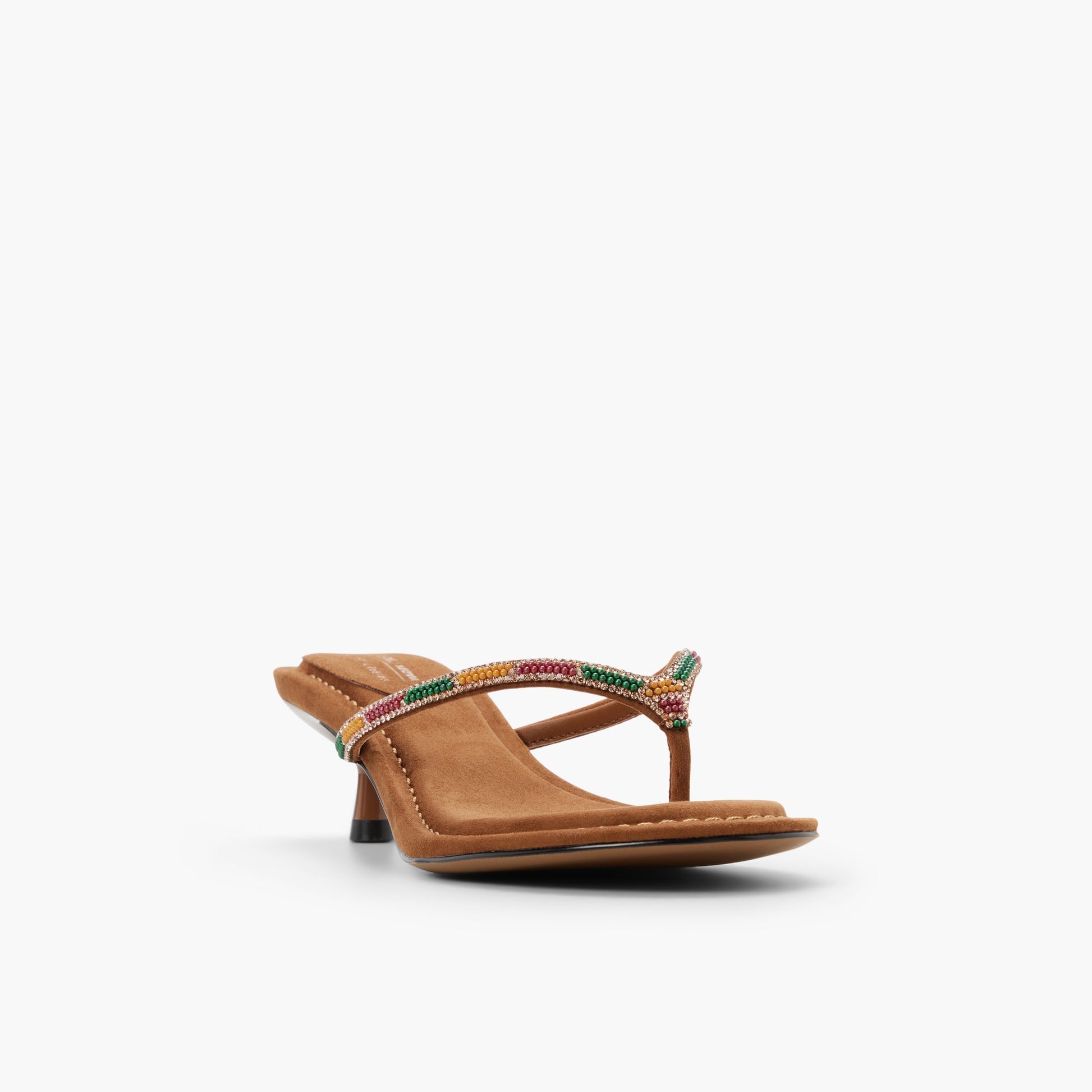 Test FR:Three-quarter angle of Cognac Ashaa Sandales tong à talon's front side