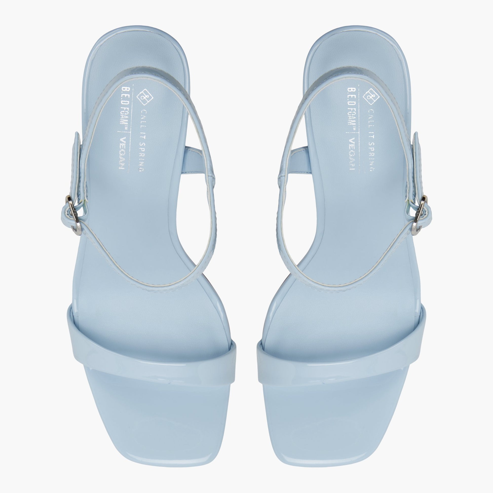 Test FR:Top-down view of the Bleu Clair Muuse Sandales à talon haut