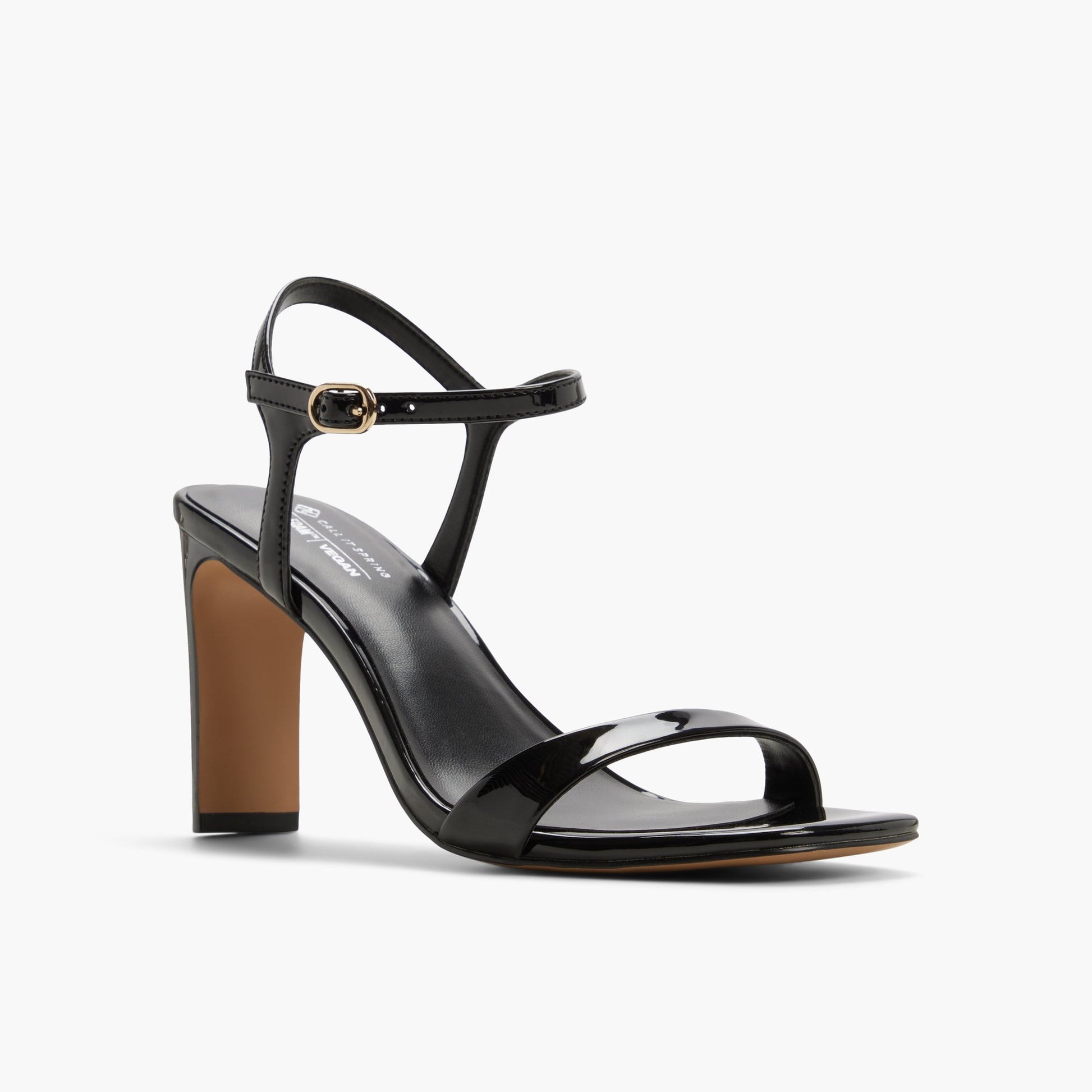 Three-quarter angle of Black Muuse Heeled Sandals's front side