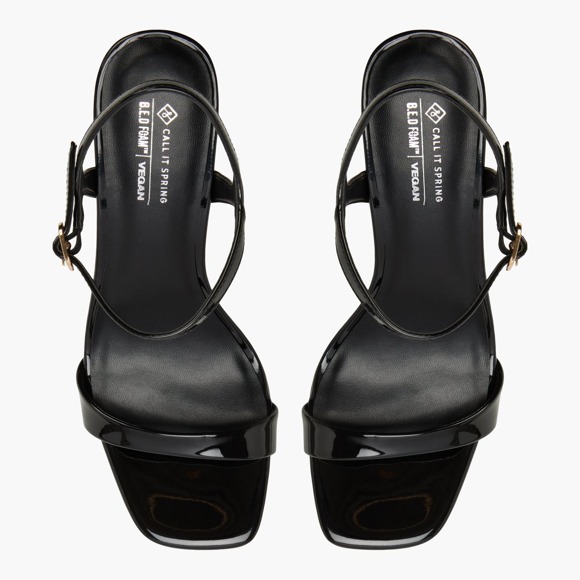 Top-down view of the Black Muuse Heeled Sandals