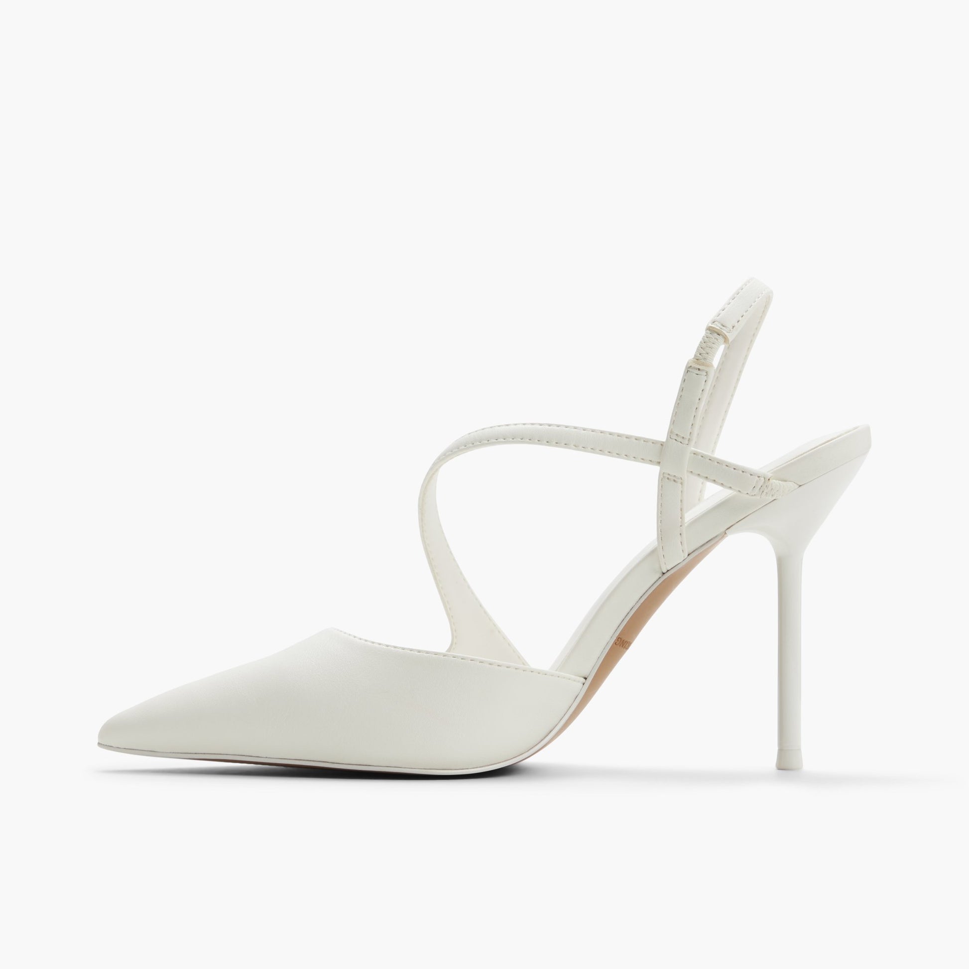 Side view of White Amayah High Heel Pumps