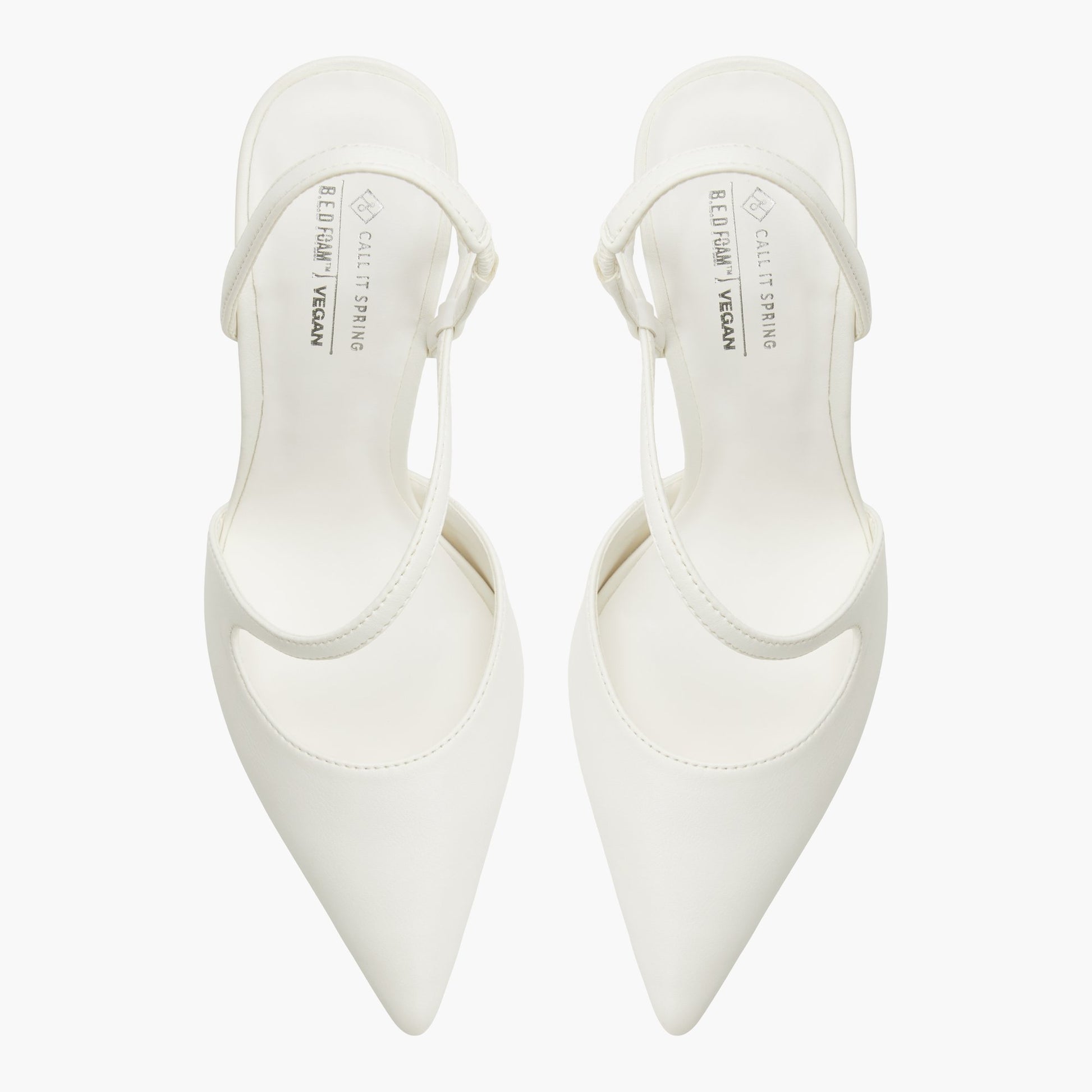 Top-down view of the White Amayah High Heel Pumps