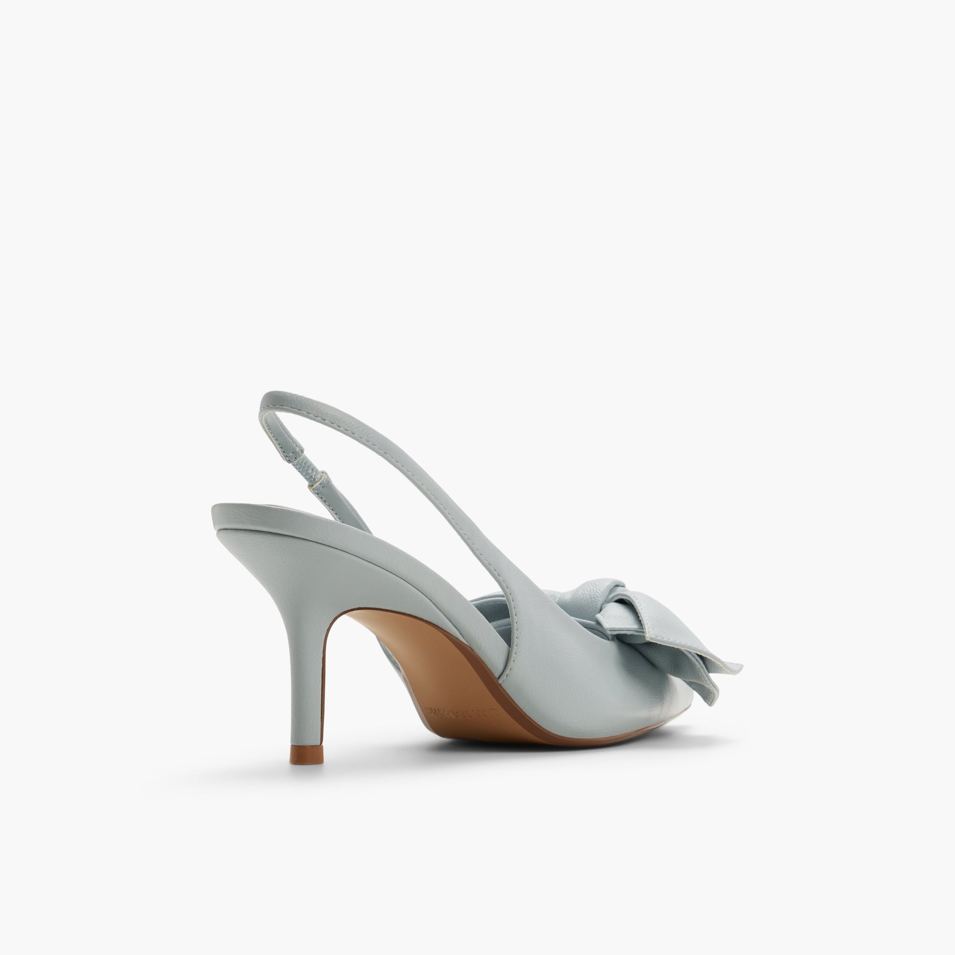 Three-quarter angle of Light blue Atheena Slingback Heels's back side