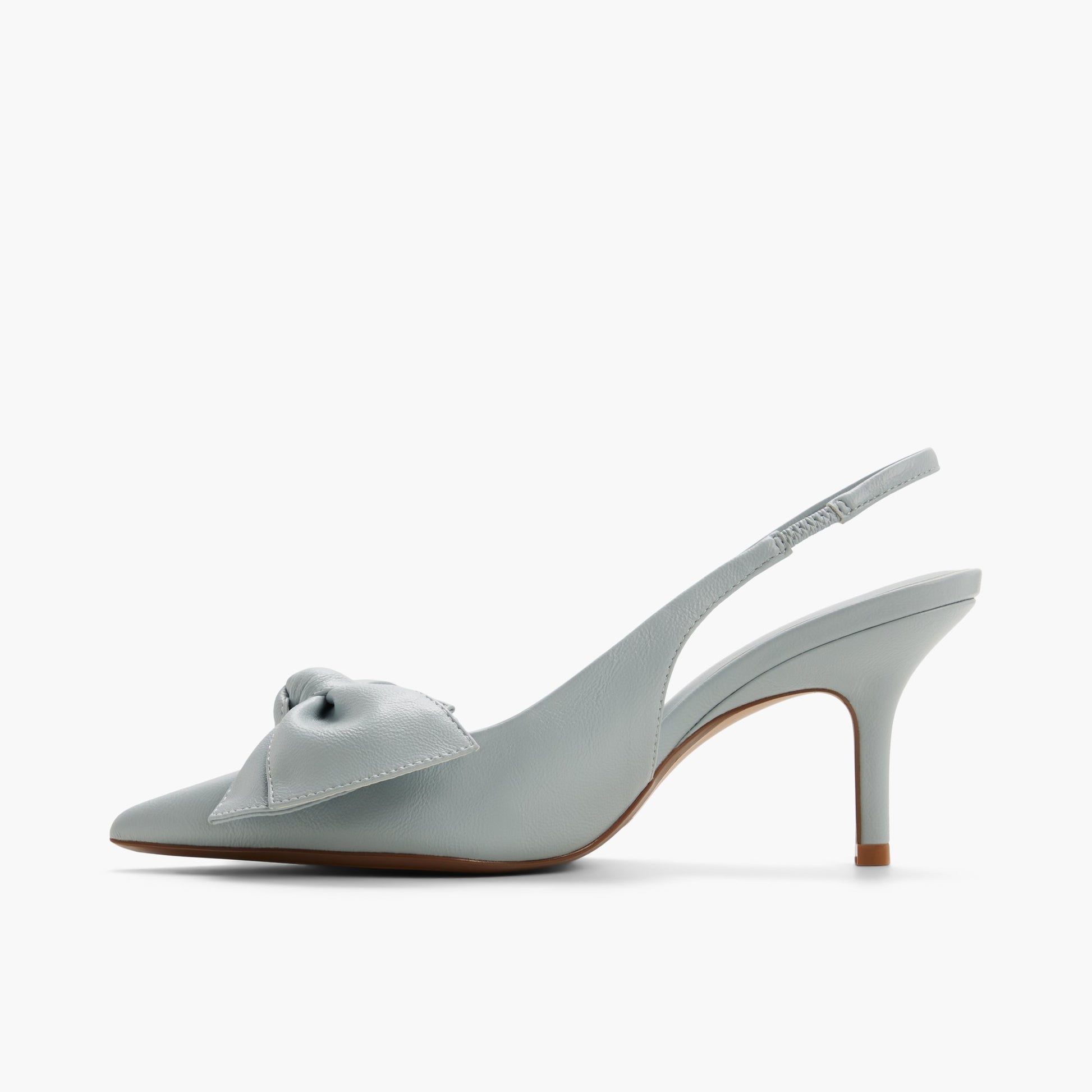 Side view of Light blue Atheena Slingback Heels