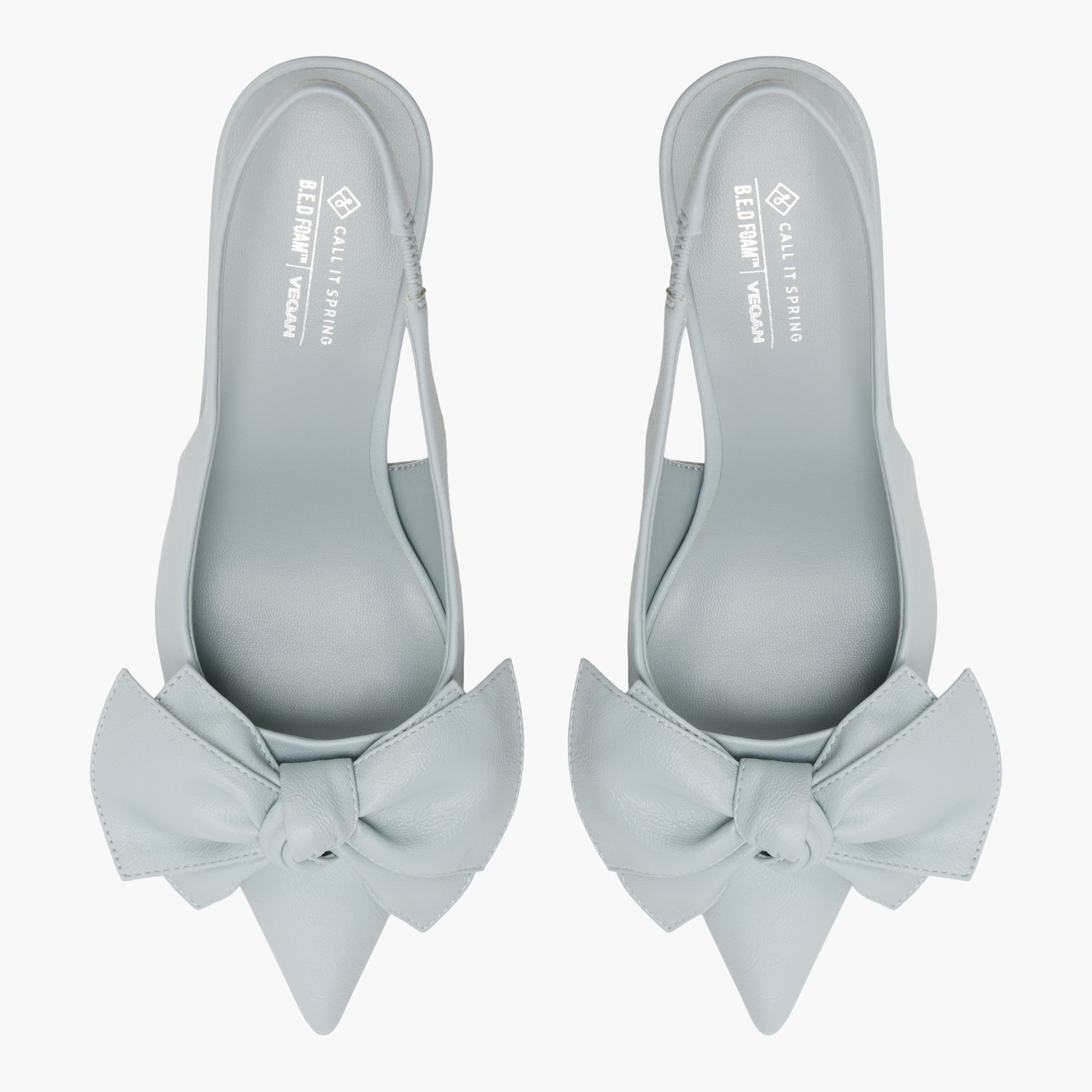Top-down view of the Light blue Atheena Slingback Heels