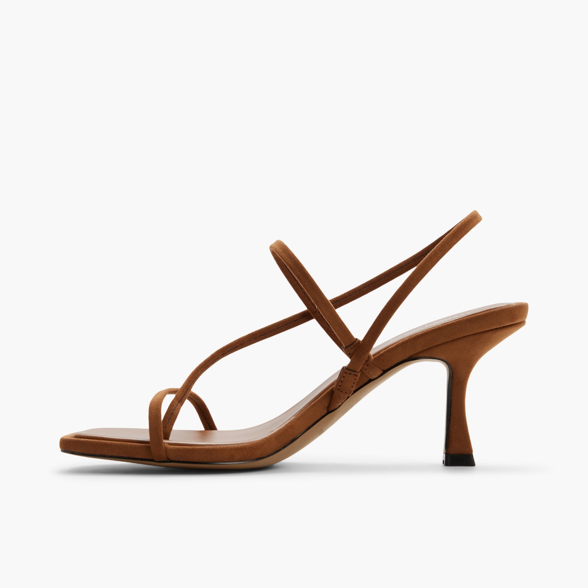 Side view of Cognac Zorra Strappy Slingback Heel Sandals