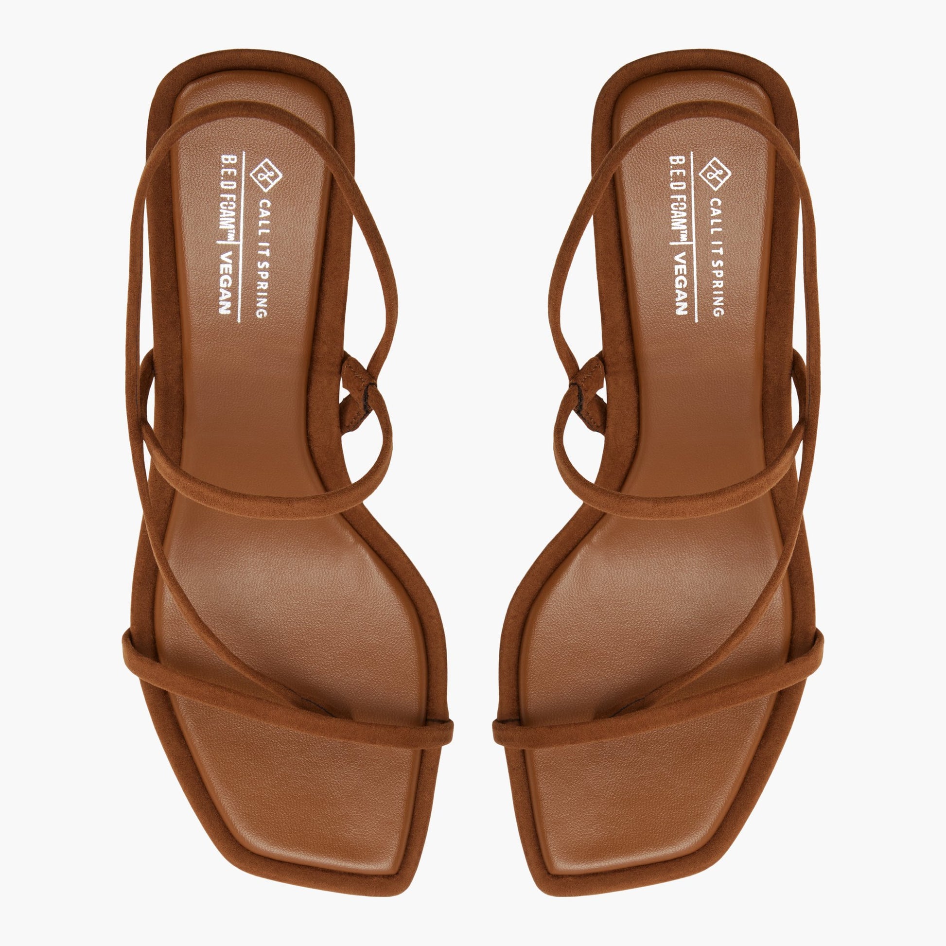 Top-down view of the Cognac Zorra Strappy Slingback Heel Sandals
