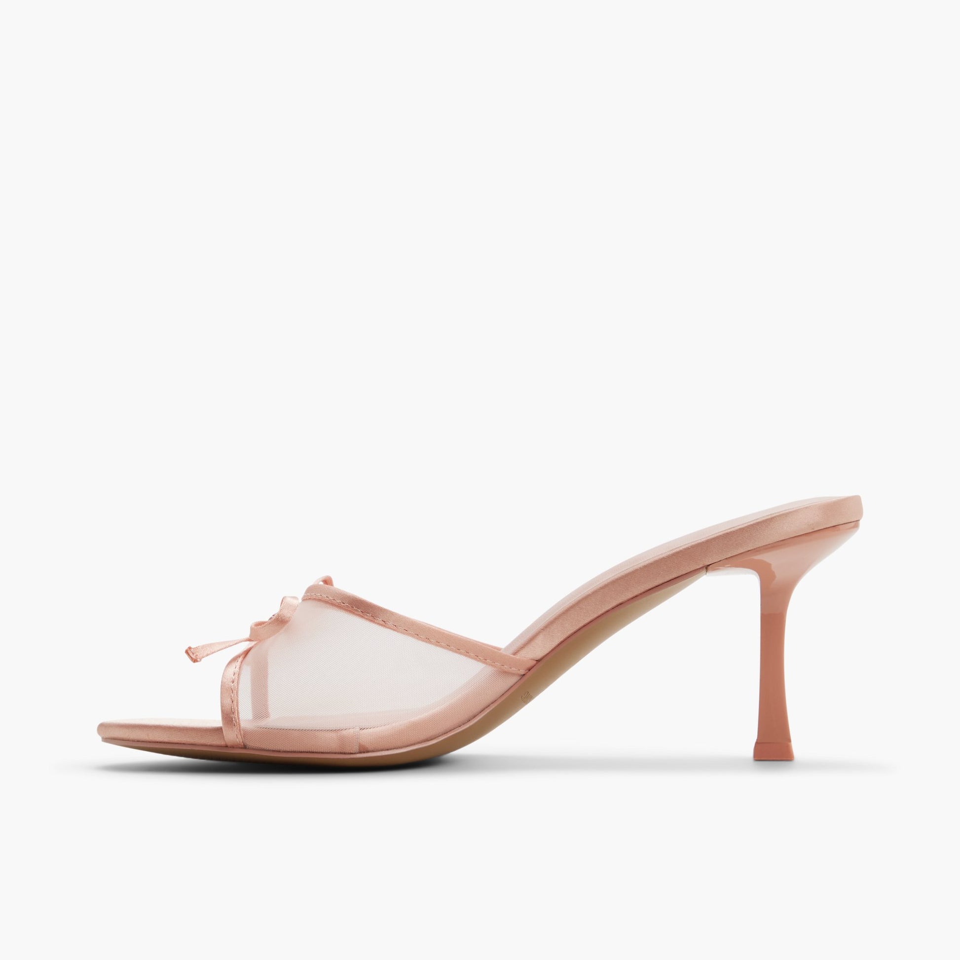 Side view of Medium pink Bettiie Mid Heel Mule Sandals