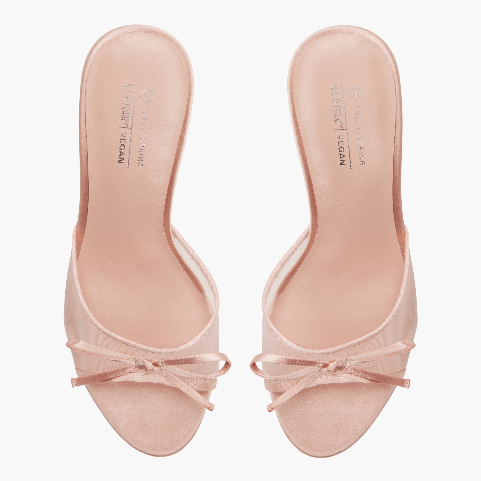 Top-down view of the Medium pink Bettiie Mid Heel Mule Sandals