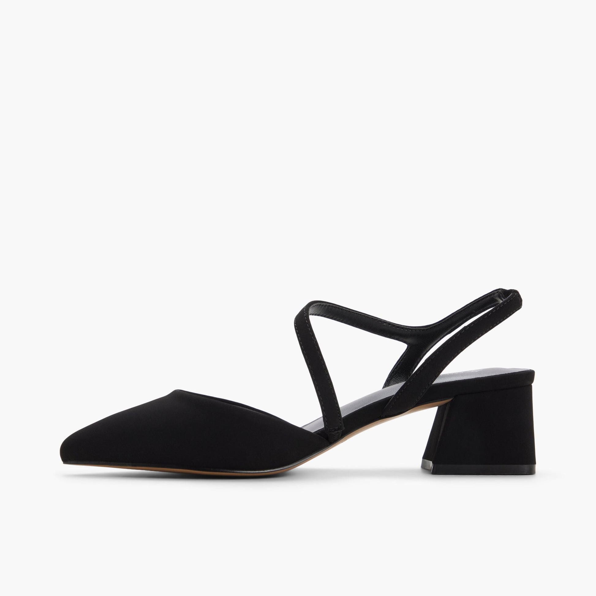 Test FR:Side view of Noir Brianah Talons blocs à lanières