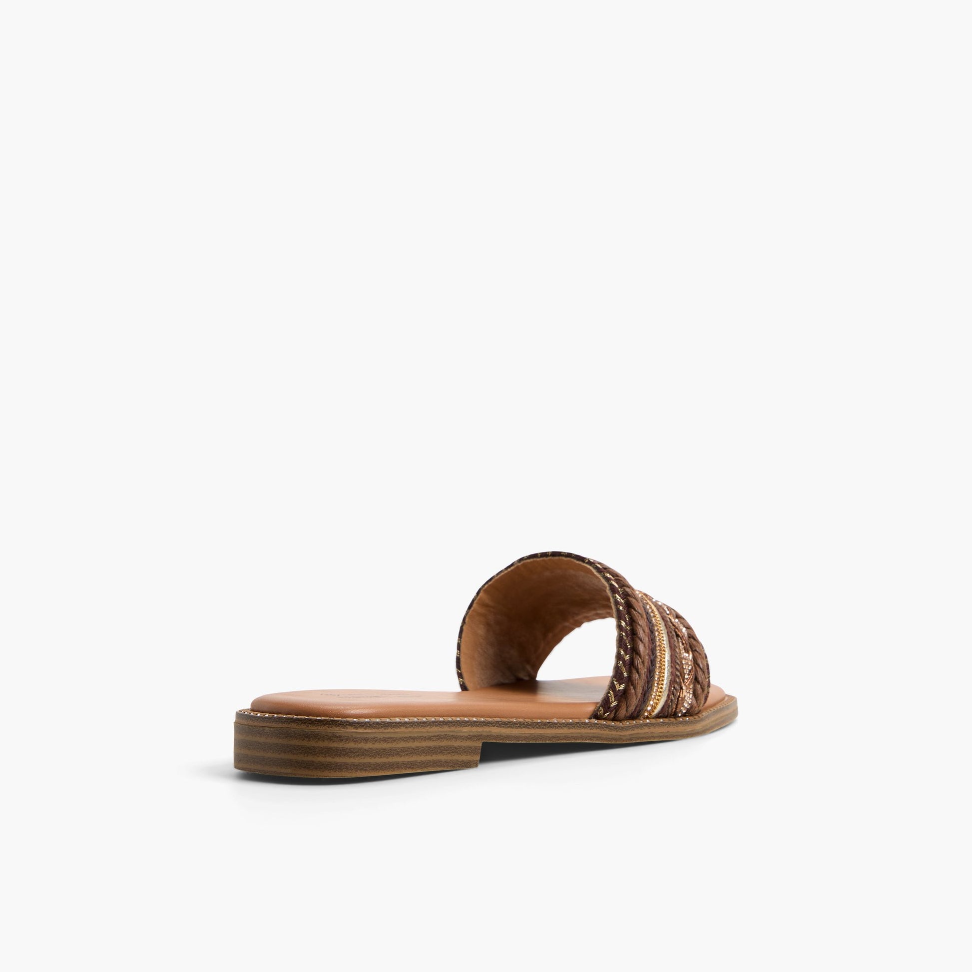 Three-quarter angle of Brown Indiya Slides's back side