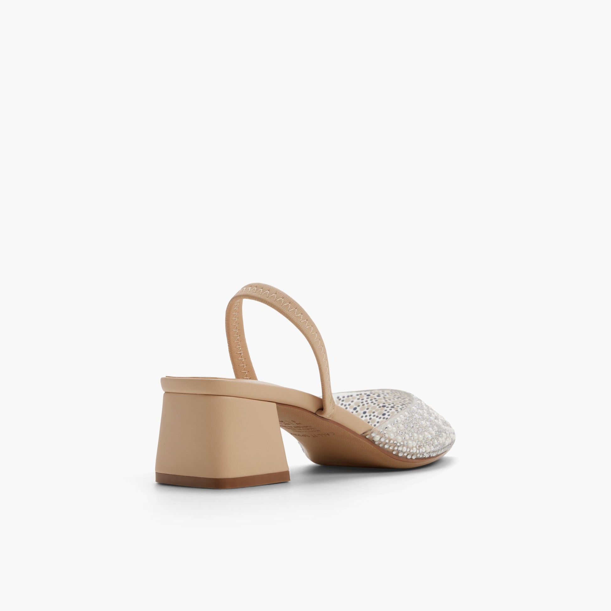 Test FR:Three-quarter angle of Beige Moyen Amarae Mules à talons blocs's back side