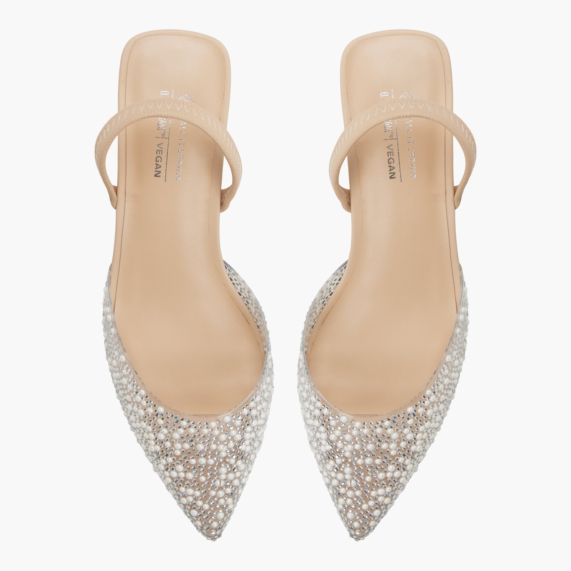 Test FR:Top-down view of the Beige Moyen Amarae Mules à talons blocs